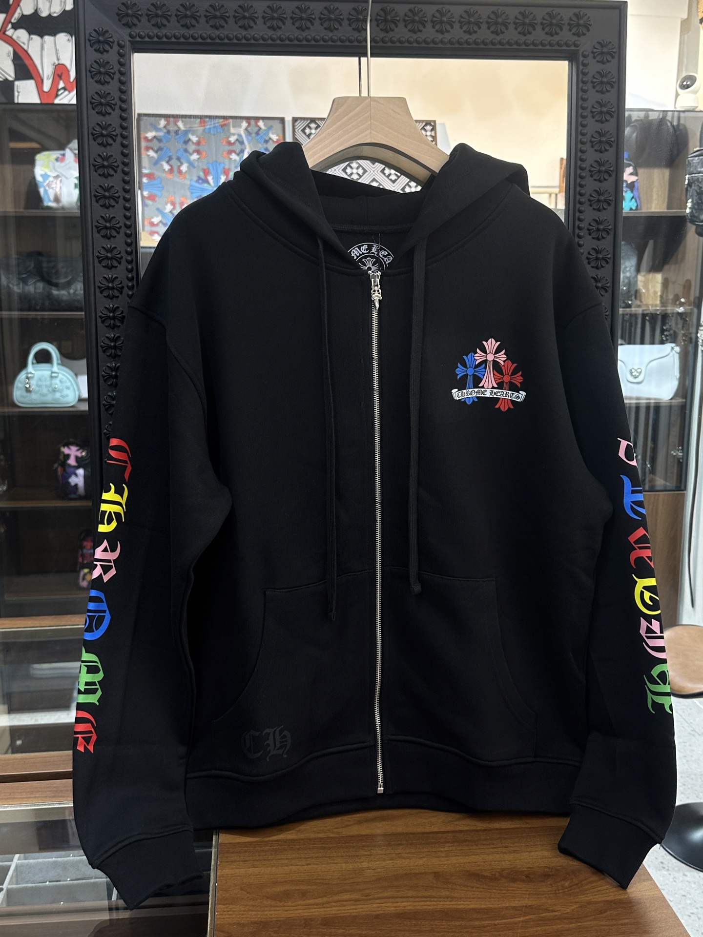 Chrome Hearts Colorful Cross Black Zip-Up JacketSize: S M L XL