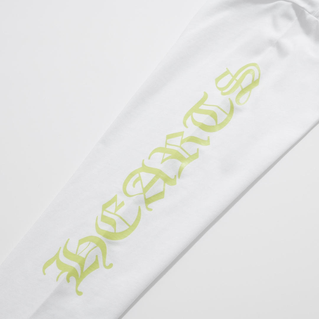 CH Chrome Hearts Fluorescent Letter Sanskrit Long-Sleeve T-ShirtCustom-made comfortable cotton fabric, chest pocket design, fluorescent Sanskrit print on the collar and sleevesSizes S-XL