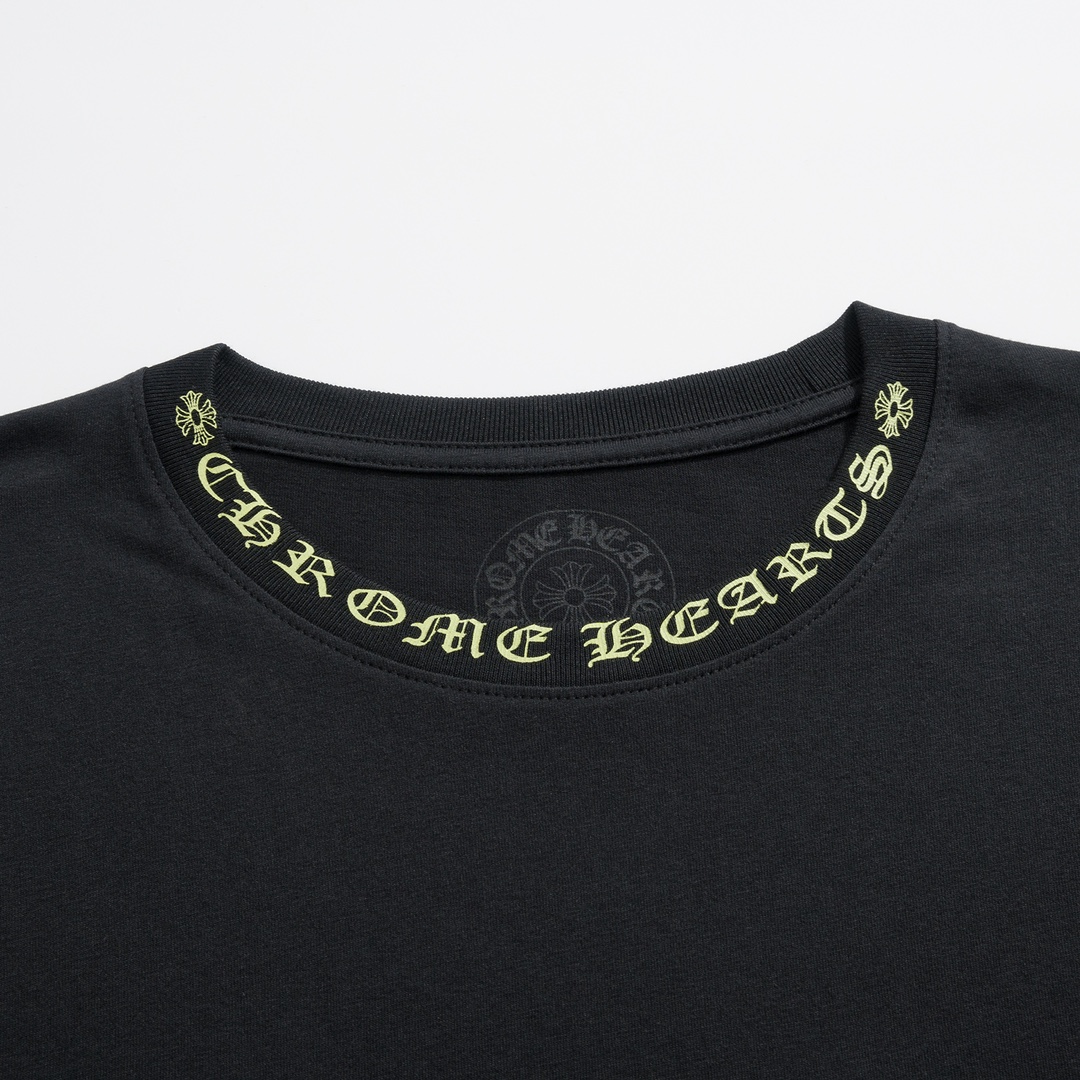 CH Chrome Hearts Fluorescent Letter Sanskrit Long-Sleeve T-ShirtCustom-made comfortable cotton fabric, chest pocket design, fluorescent Sanskrit print on the collar and sleevesSizes S-XL