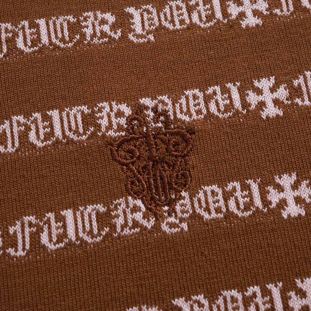 New Arrival: Chrome Hearts C2023FW CH Jacquard Striped Polo Long-Sleeve T-Shirt. Custom-dyed jacquard cross fabric, four colors available. Custom buttons on the neckline, embroidered chest, custom-dyed ribbed fabric. Sizes: S-L. Unisex.