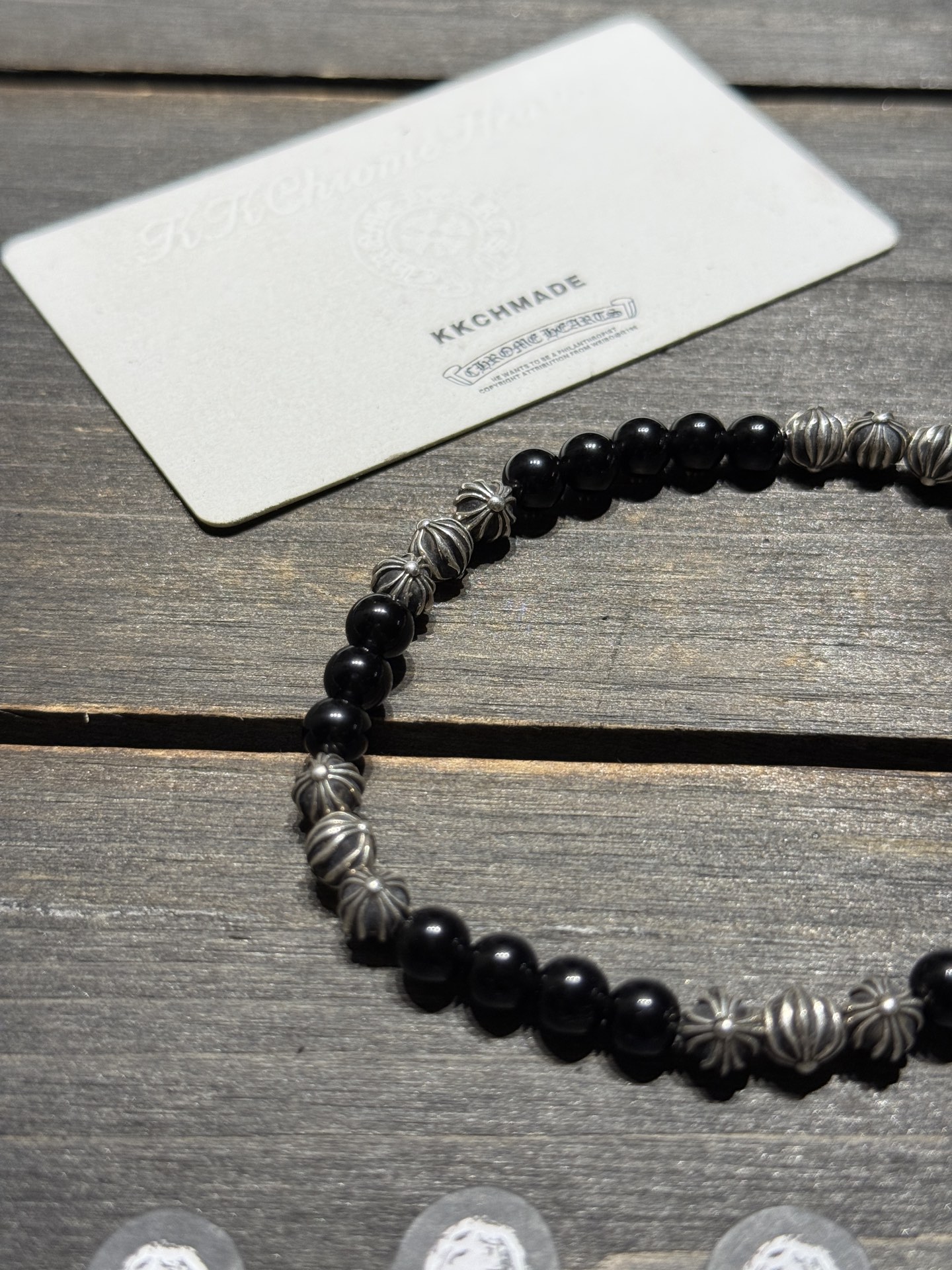 Customer order: 19-bead obsidian silver bead bracelet, graduation grade.