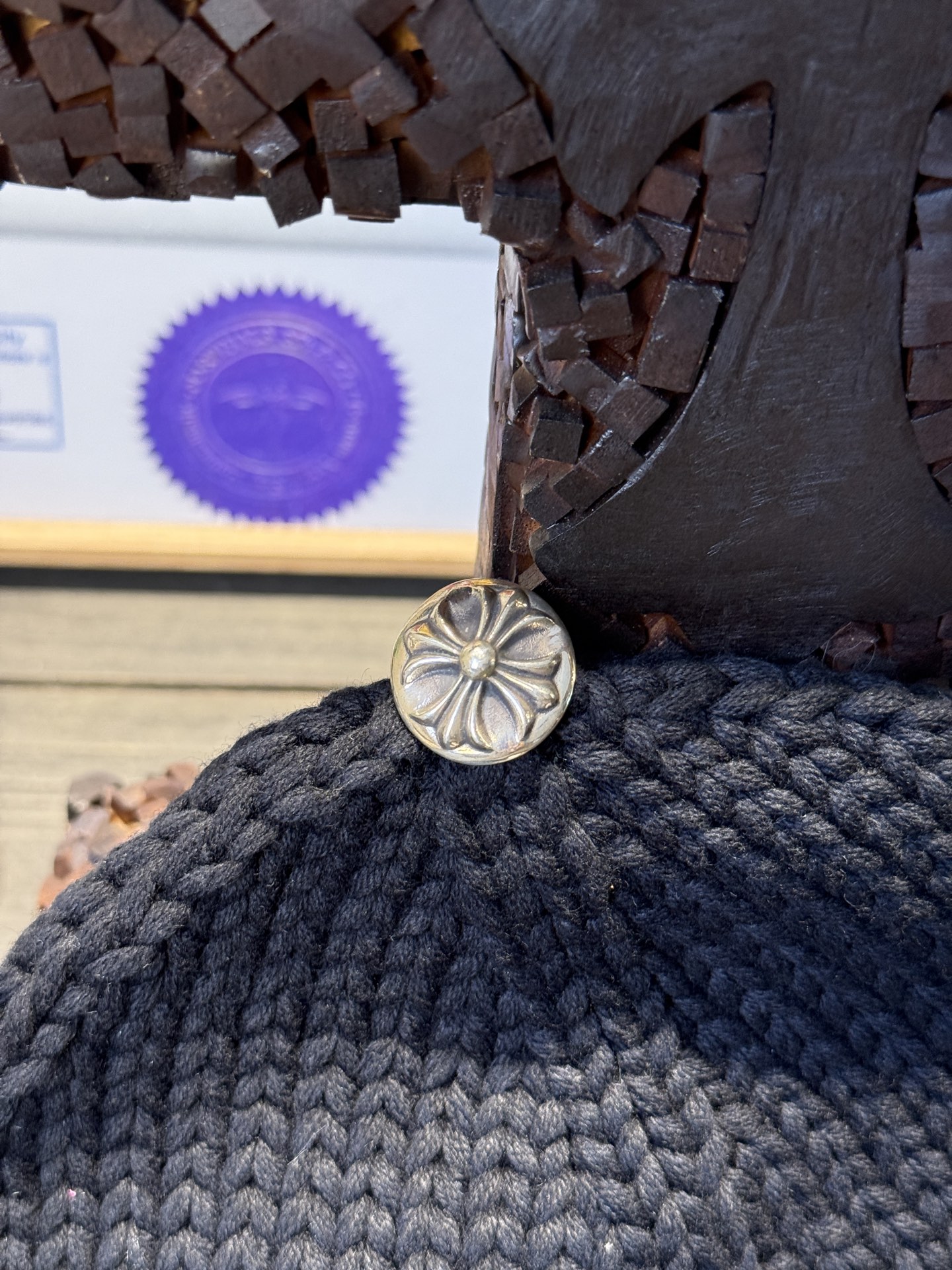 Custom-ordered 🔝Silver Cross Beanie with Sterling Silver Buckle + Top-Grade Car Emblem