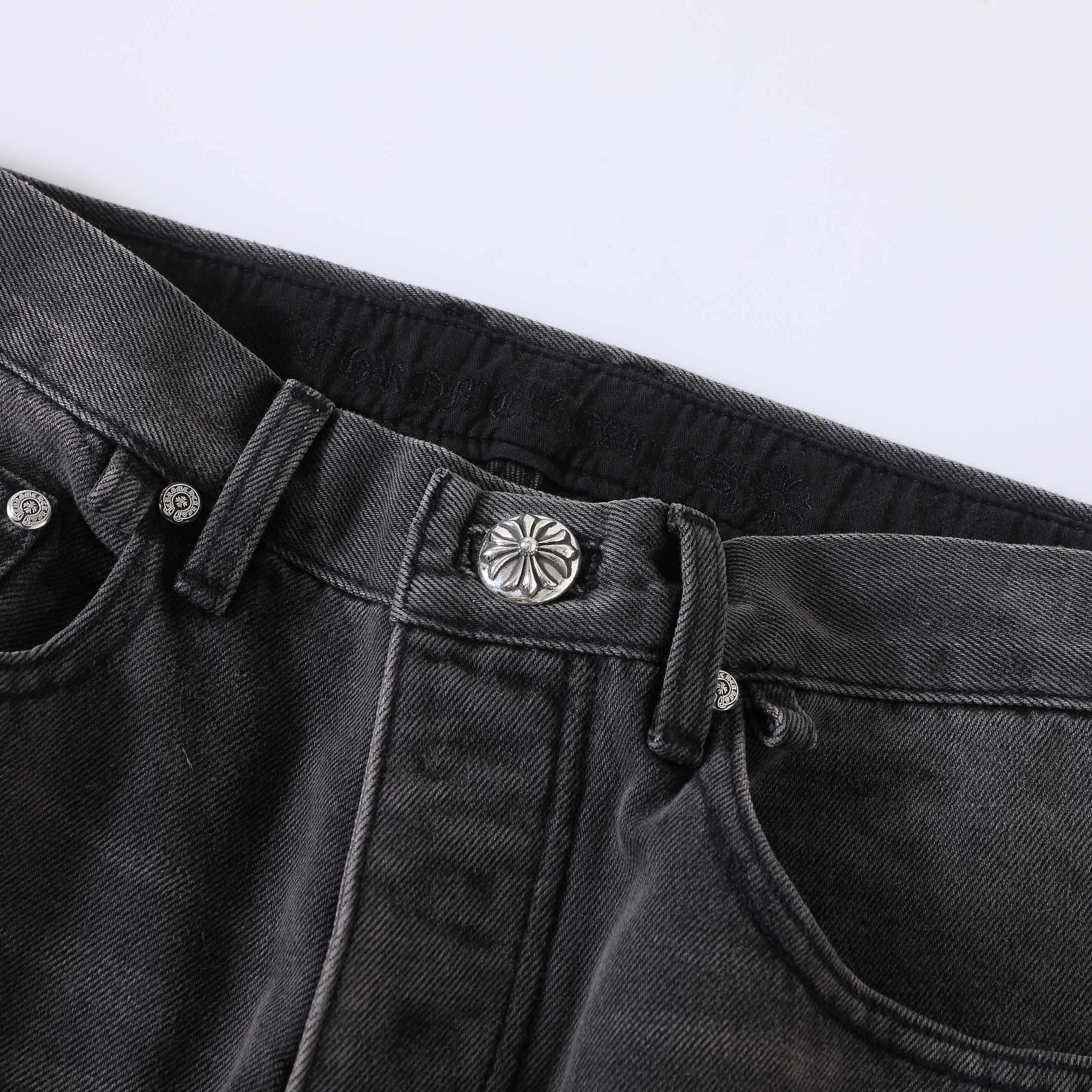 CH Flame Knee Design, Black and White Leather. Custom-made fabric, original jacquard lining, embroidery. Knee flame design perfectly replicated. Made with dozens of genuine leather crosses. Extremely high cost, significant wastage, and high labor cos