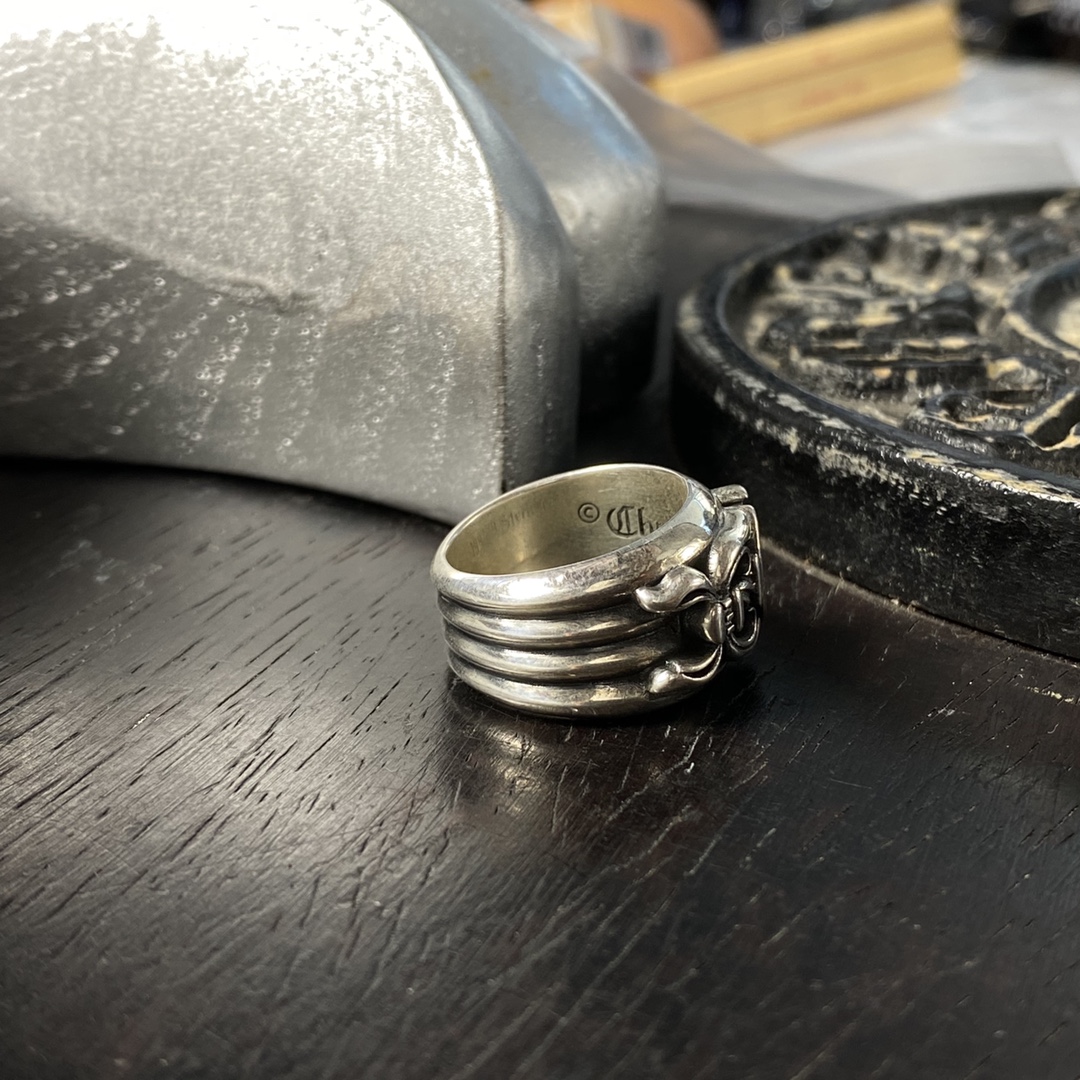 KKChromeHearts Authentic Black Diamond Dagger Sword Ring