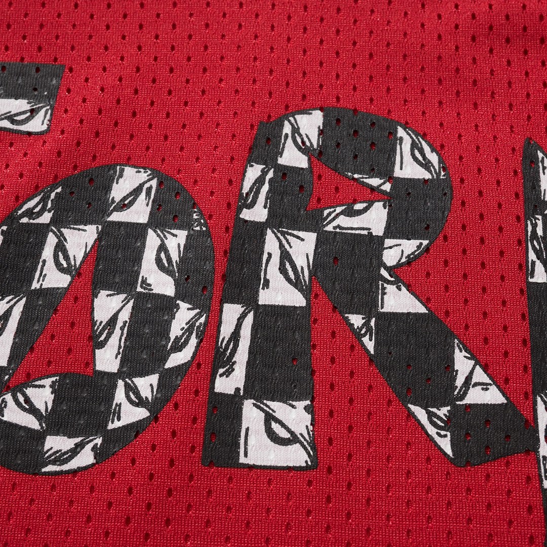 CH Chrome Hearts Matty Boy Red V-Neck Mesh Short-Sleeve Ice Hockey Jersey, unisex. Custom-woven and dyed red mesh fabric (distinguishing it from lightweight and thinner options on the market), double-layer design for a more textured look, multiple co