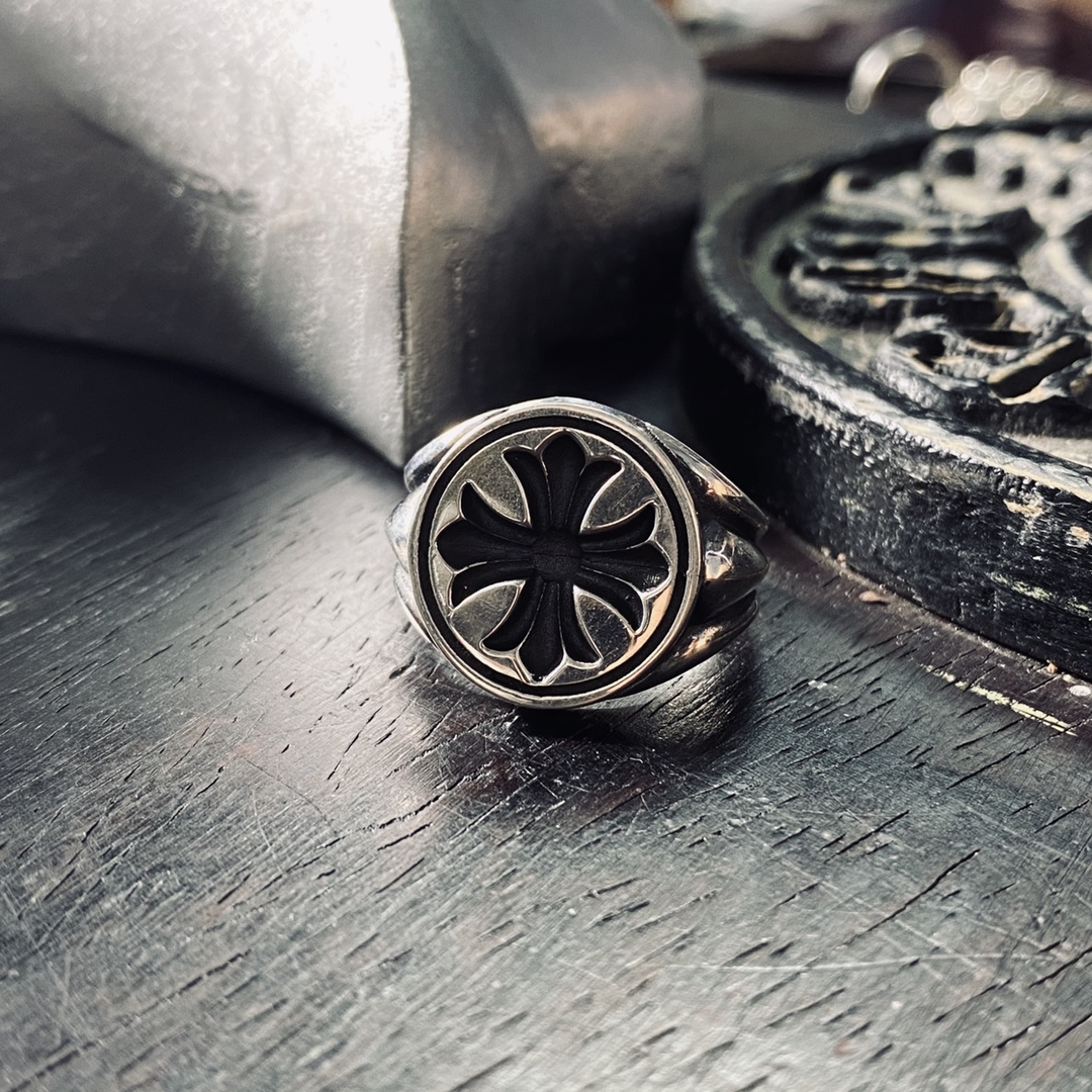 Authentic KK Chrome Hearts Cross Signet Ring