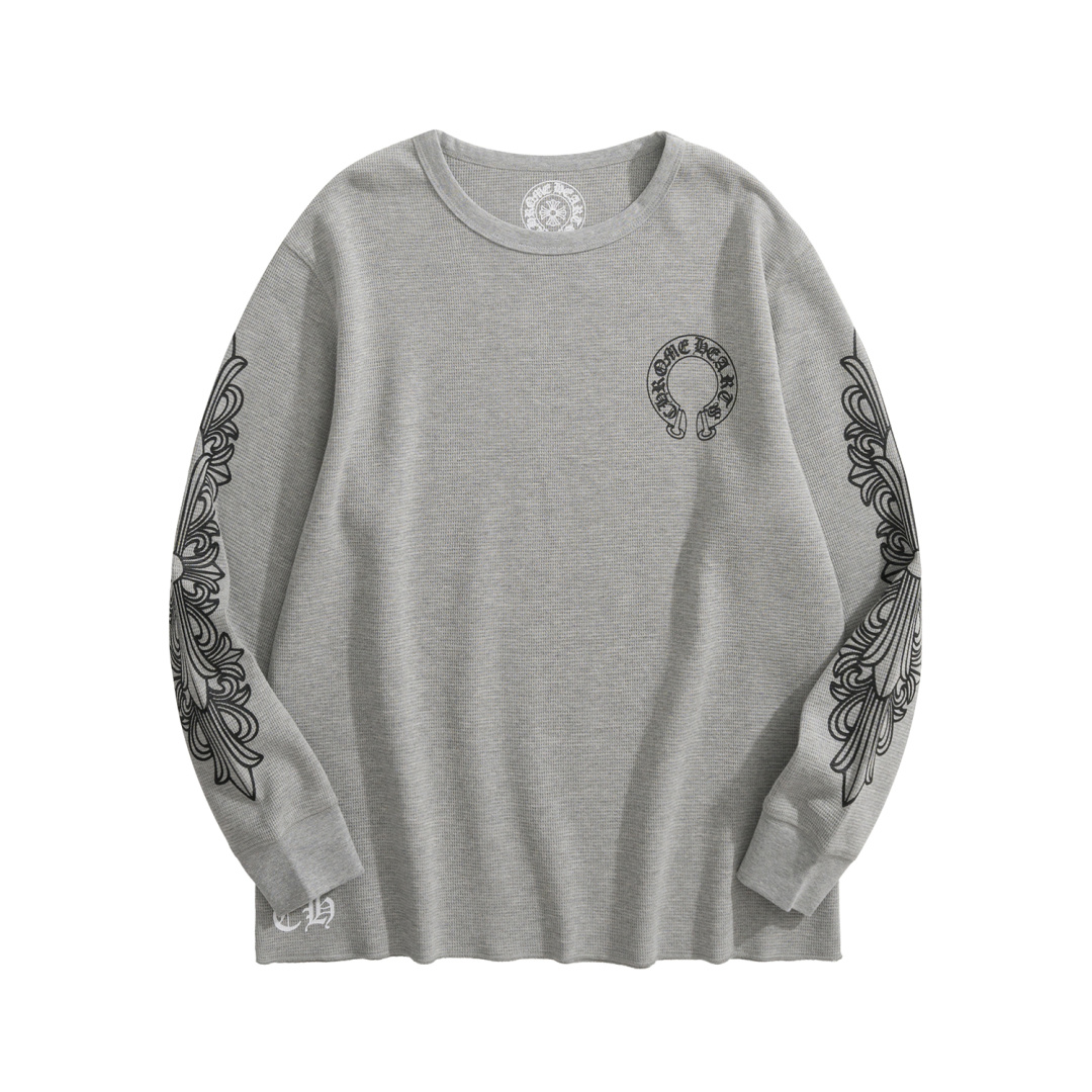 Chrome Hearts 2025 Spring/Summer Waffle Long-Sleeve T-ShirtA perfect blend of classic and innovative design, showcasing individuality with Chrome Hearts' iconic Sanskrit logo. Sizes S, M, L