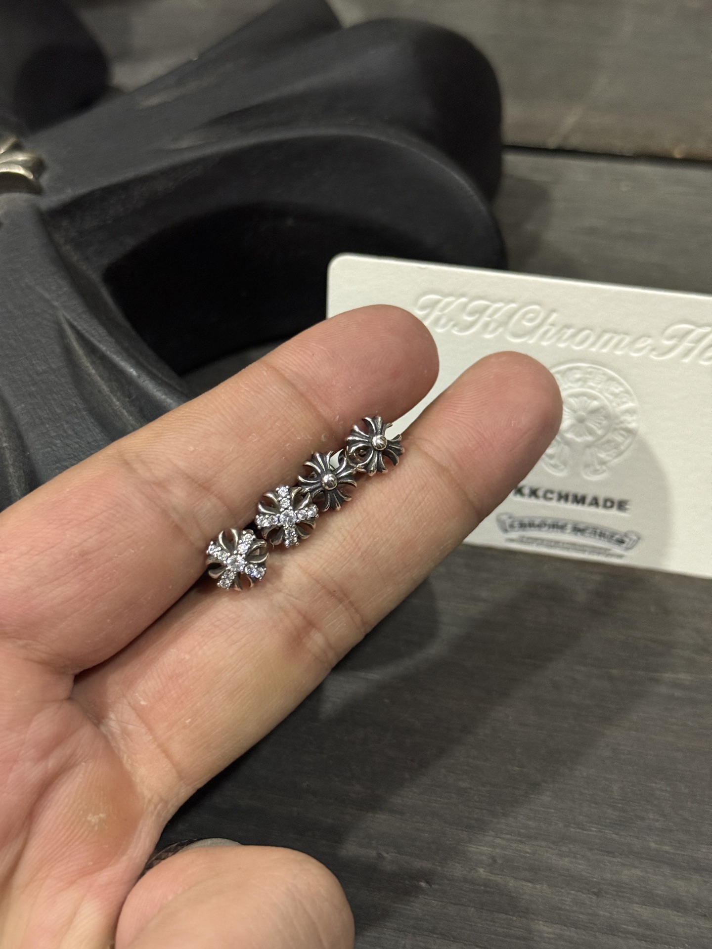 Customer order: Square cross flower earrings with full diamonds and without diamonds