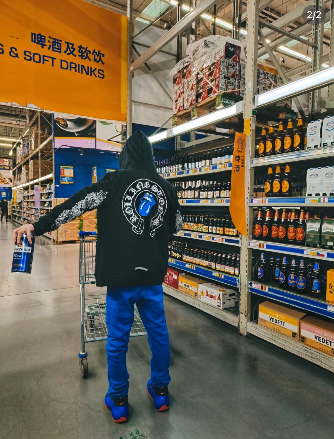 Chrome Hearts Rolling Stone Blue Tongue Collaboration Zip-Up HoodieSizes: S M L XL