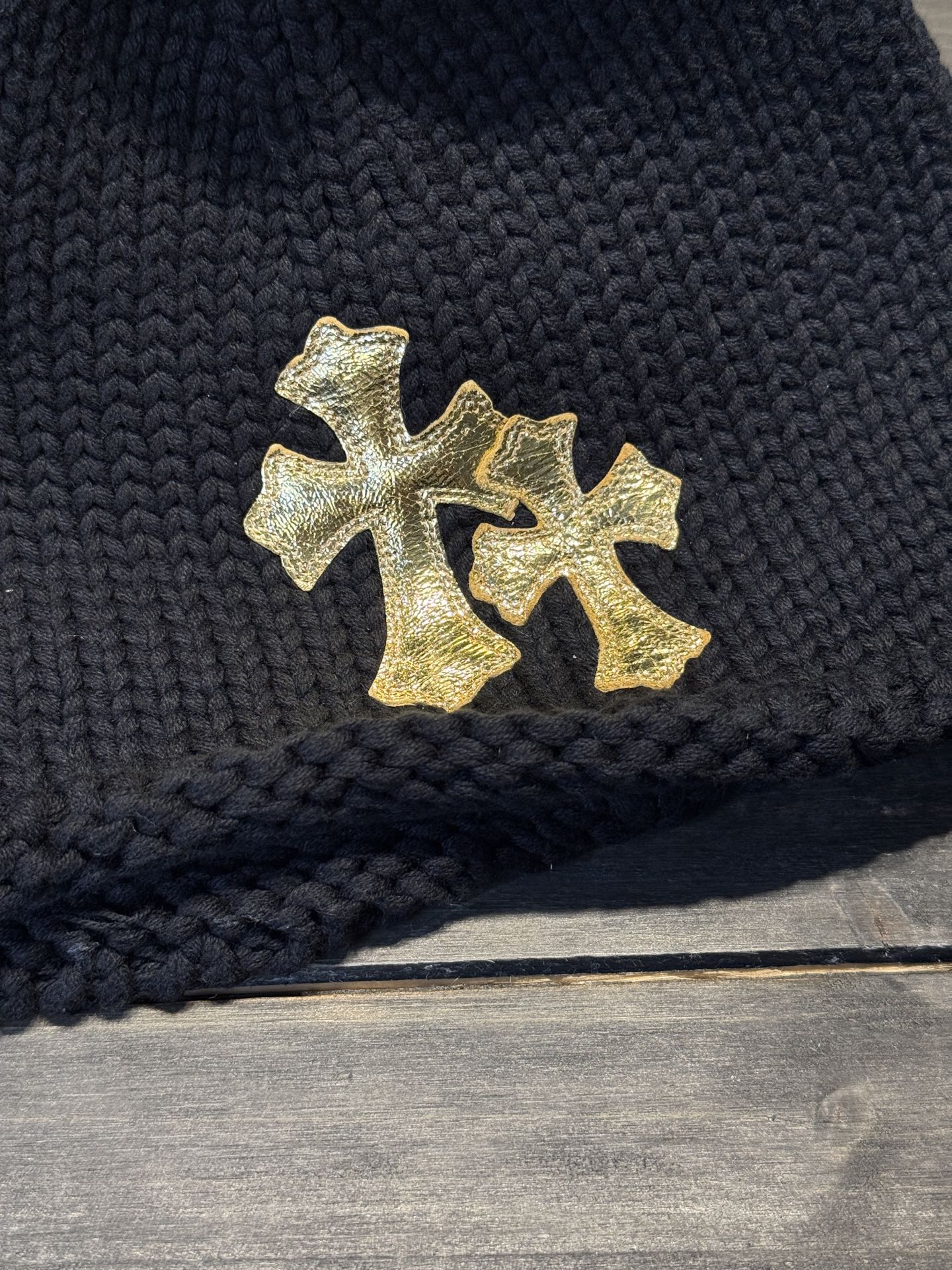Customer order: Double 10 gold beanie with sterling silver buckle and premium car emblem.