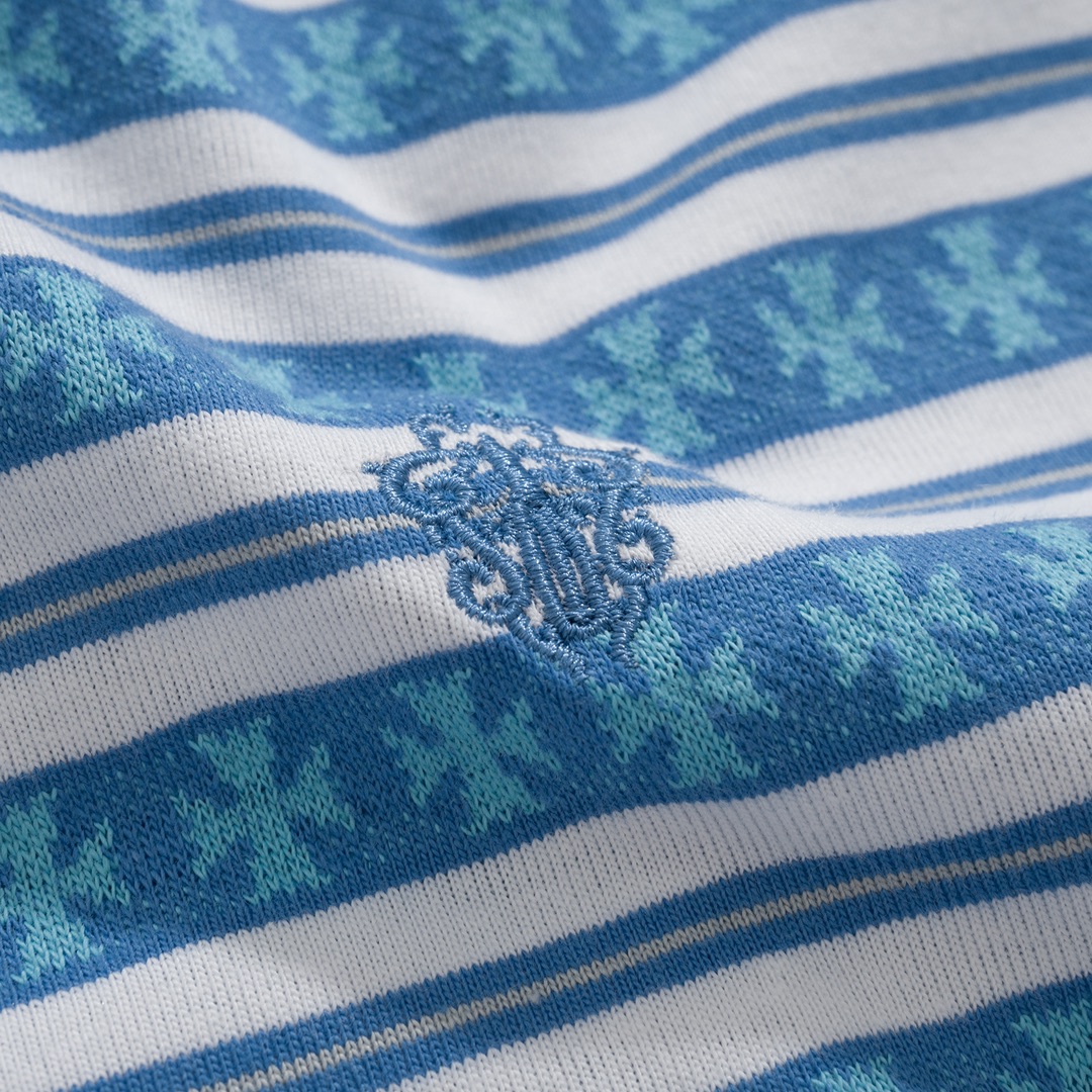 New Arrival: Chrome Hearts C2023FW CH Jacquard Striped Polo Long-Sleeve T-Shirt. Custom-dyed jacquard cross fabric, four colors available. Custom buttons on the neckline, embroidered chest, custom-dyed ribbed fabric. Sizes: S-L. Unisex.