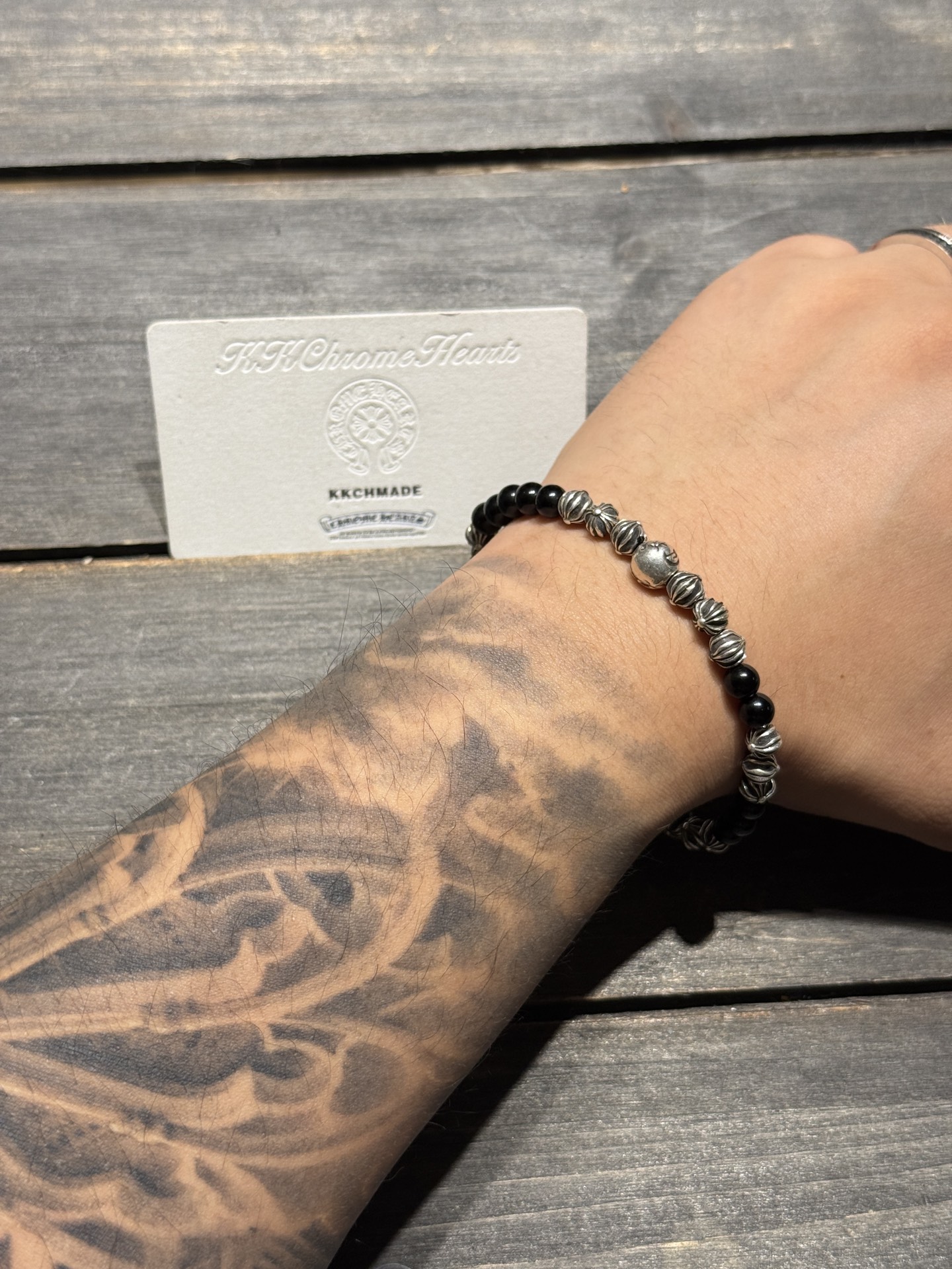 Customer order: 19-bead obsidian silver bead bracelet, graduation grade.