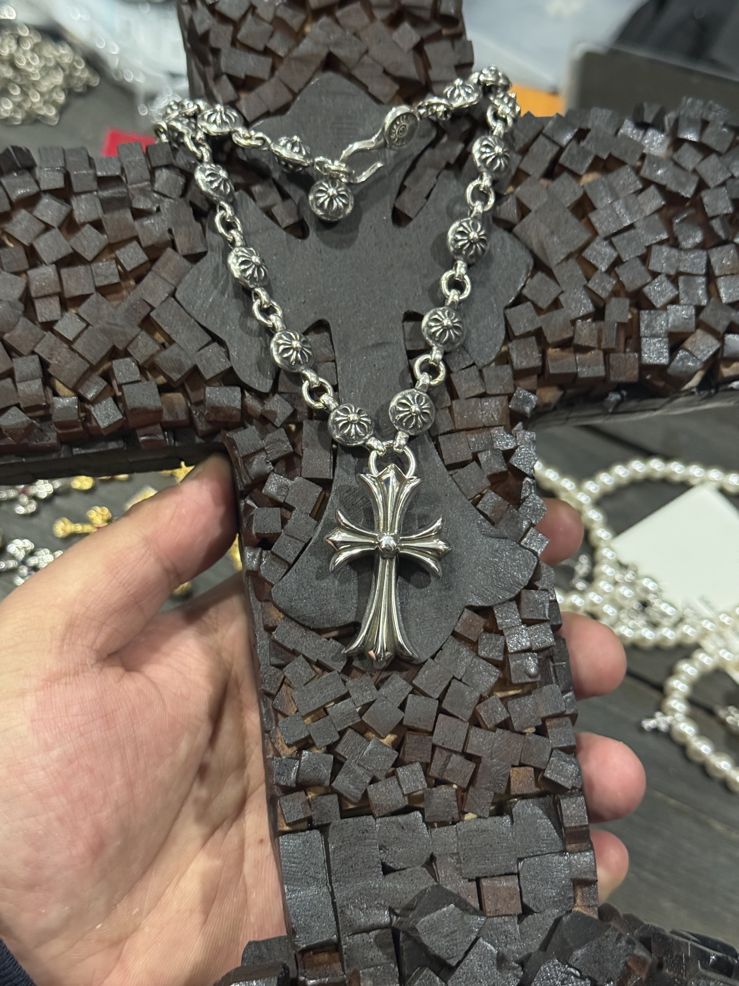 Customer order 🔝 Water drop cross flower ball binding chain, super heavy weight