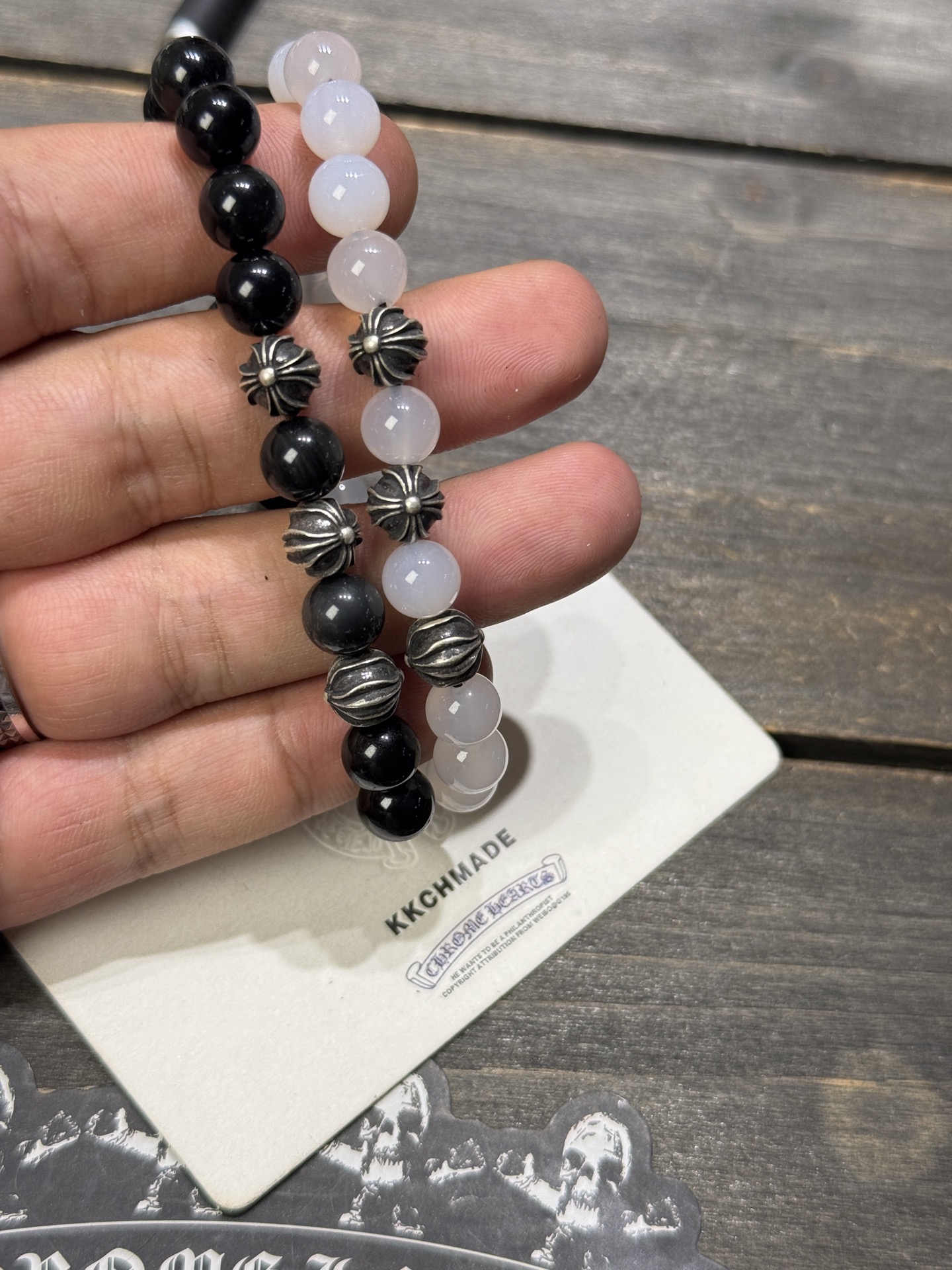 Couples' orders for silver bead bracelets continue to be a hot seller.