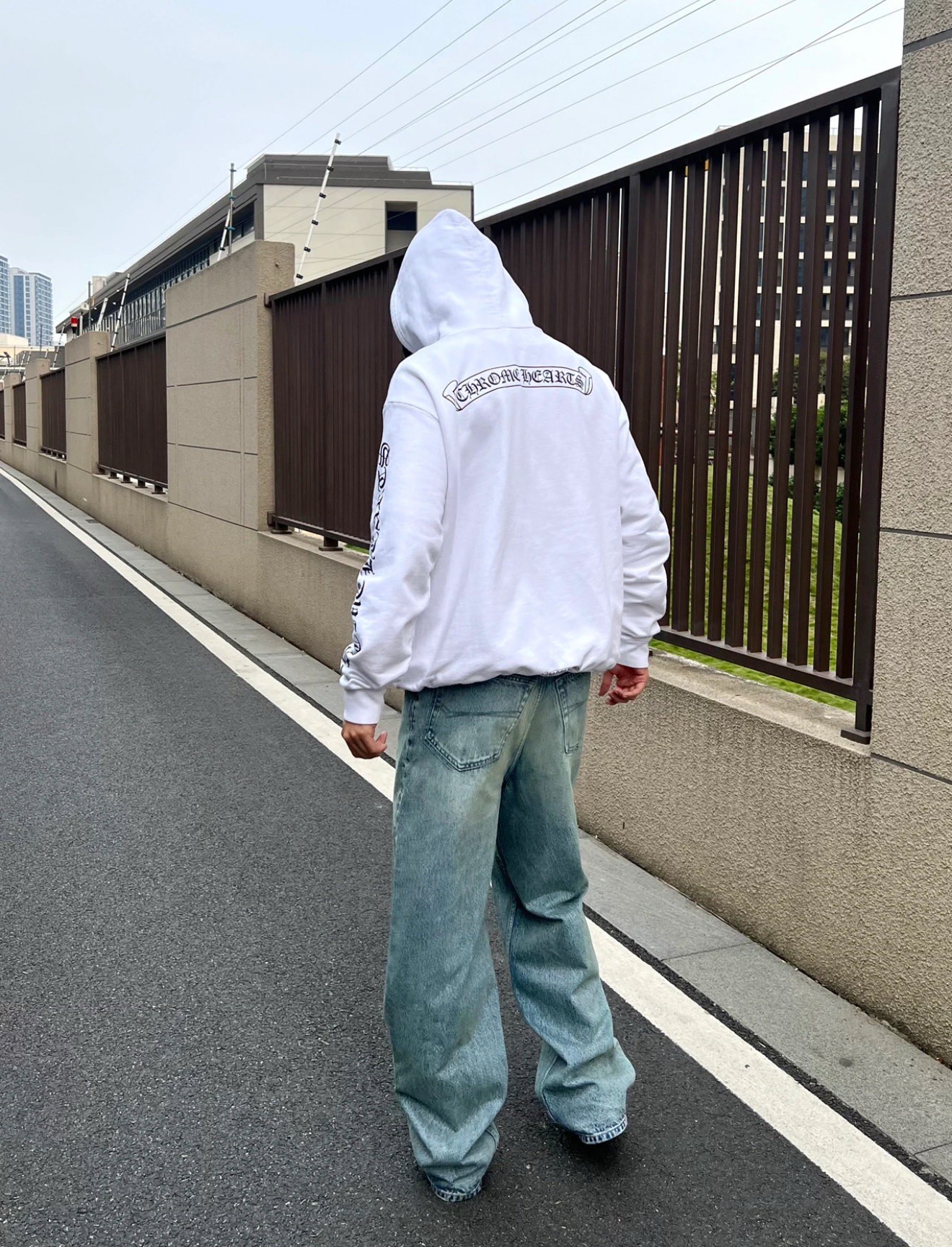 Chrome Hearts White Zip-Up Jacket with Sanskrit LogoSize: S M L XL