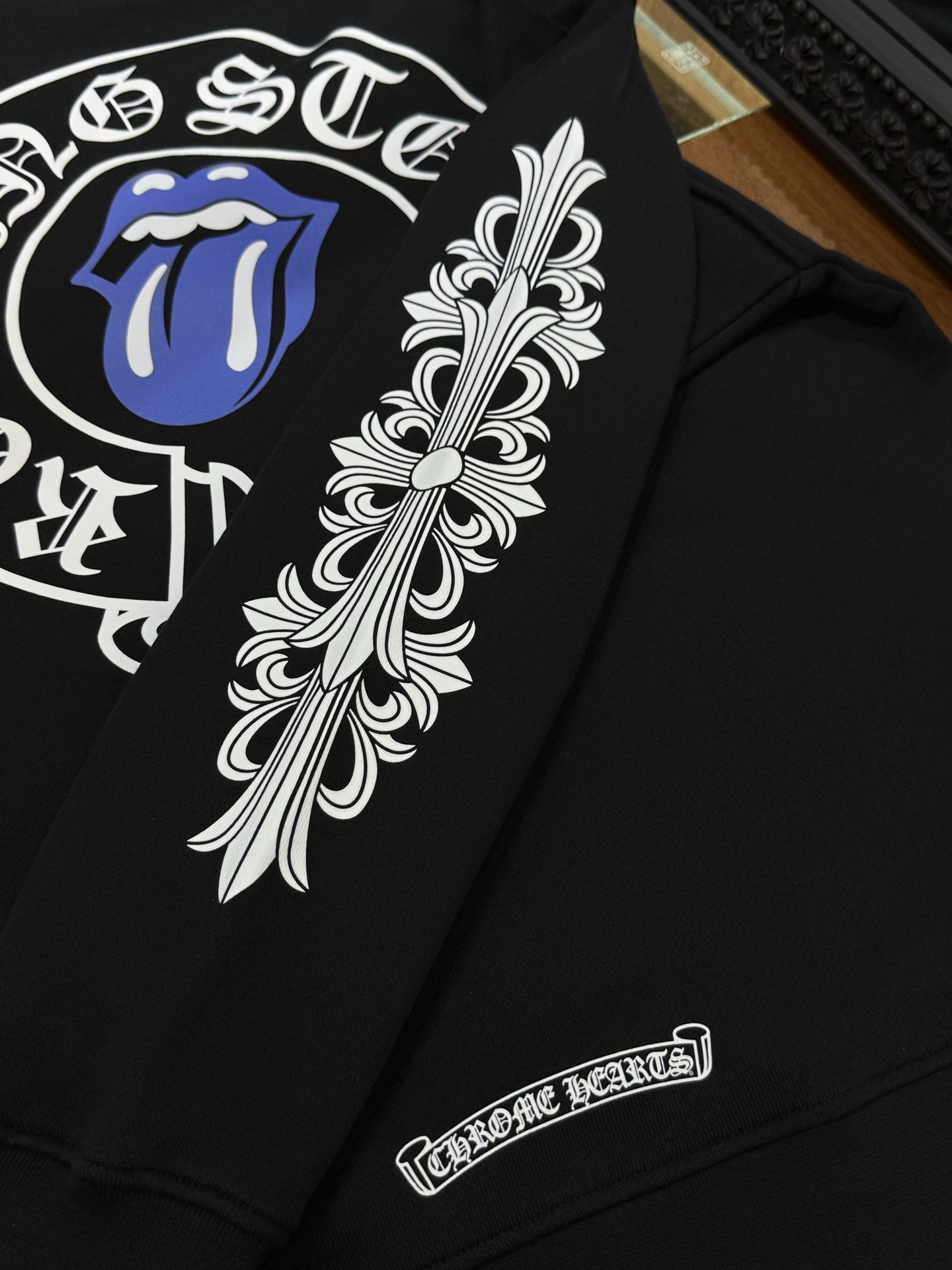 Chrome Hearts Rolling Stone Blue Tongue Collaboration Zip-Up HoodieSizes: S M L XL