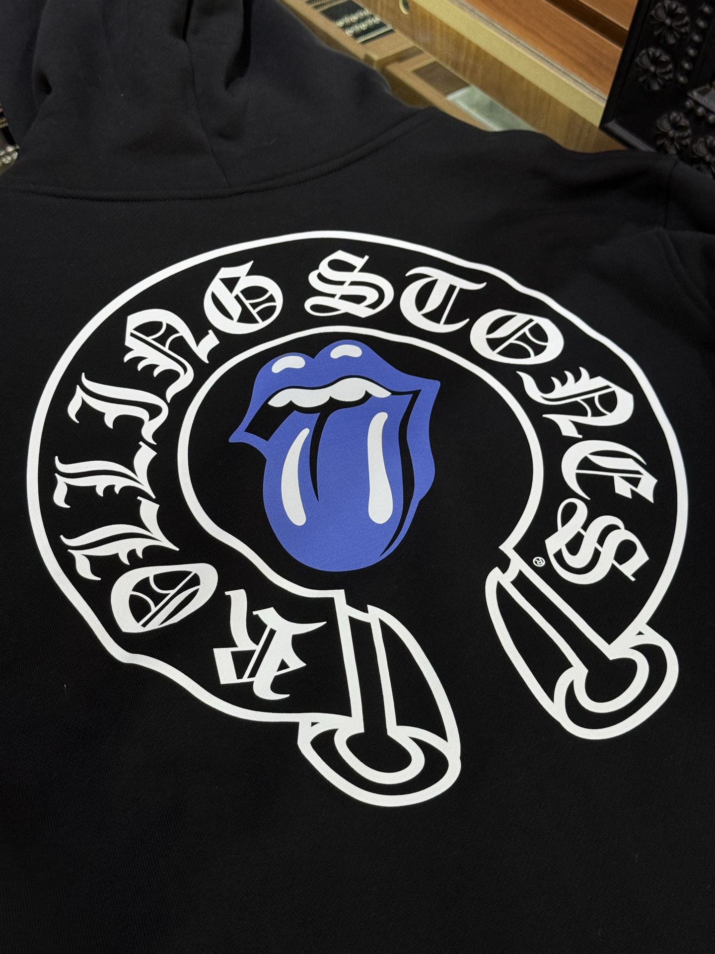 Chrome Hearts Rolling Stone Blue Tongue Collaboration Zip-Up HoodieSizes: S M L XL