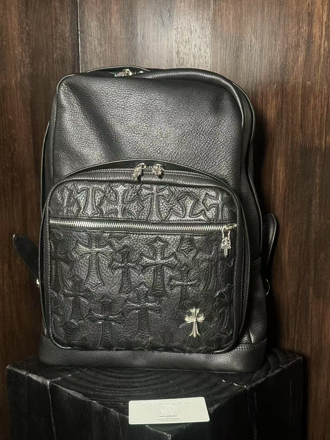 Custom-ordered CH 7th Grade BackpackOriginal South American calfskin leather/sword jacquard liningFully 925 sterling silver hardware. Handcrafted and custom-made.