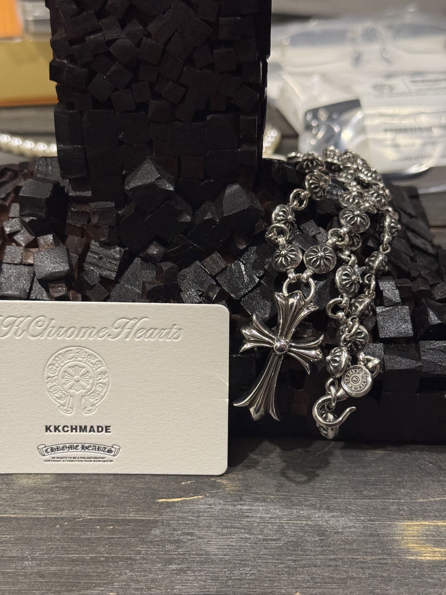 Customer order 🔝 Water drop cross flower ball binding chain, super heavy weight