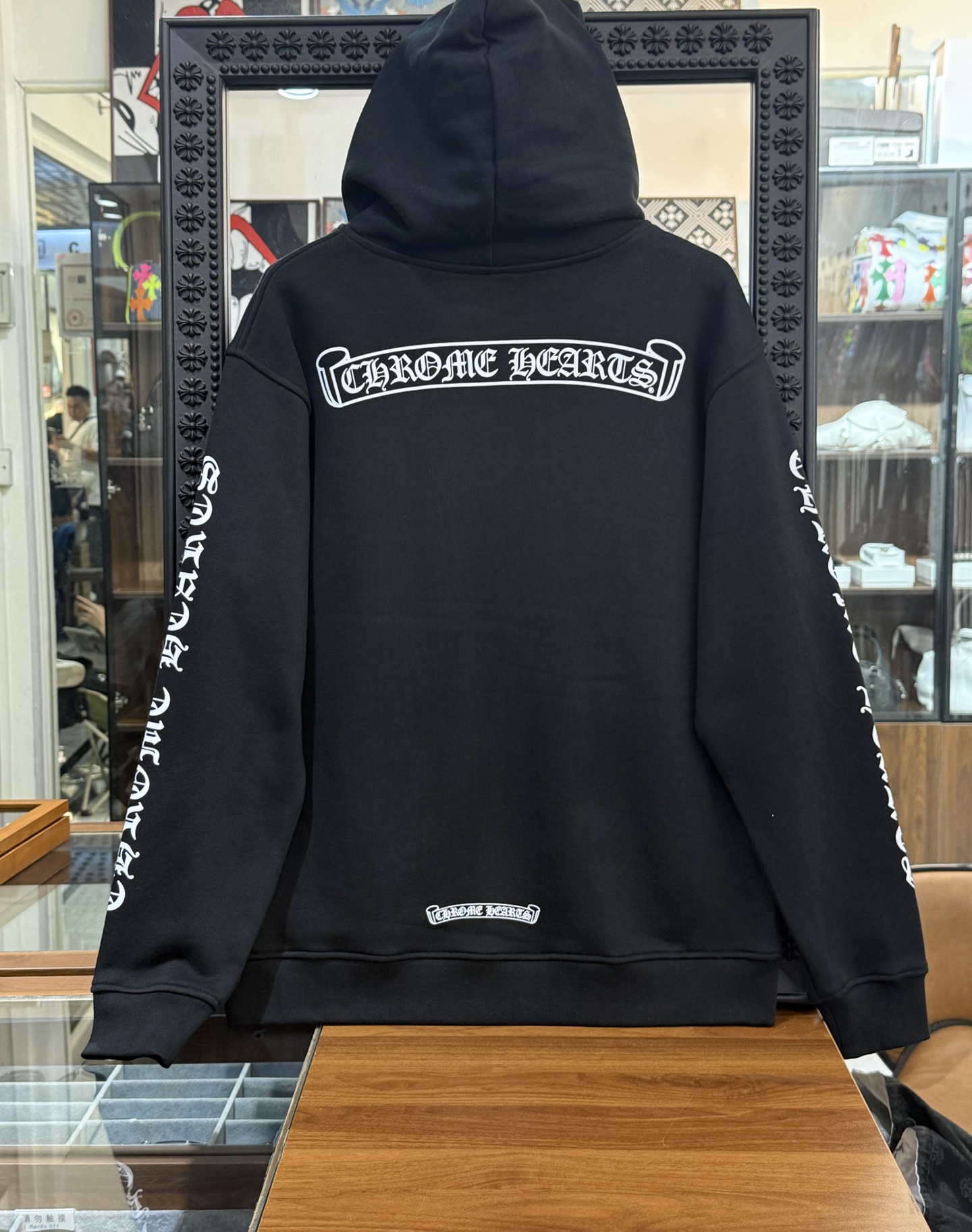 Chrome Hearts Black Zip-Up Jacket with Sanskrit LogoSize: S M L XL