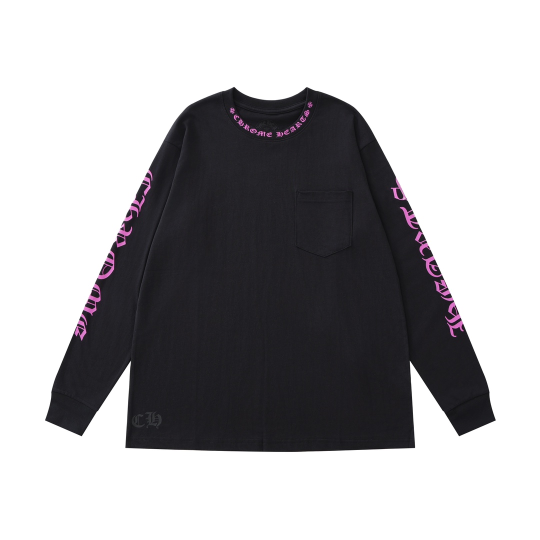 CH's new Sanskrit print long-sleeved shirt with collar. Available in three colors and all sizes. Original Hong Kong import, purchased for 8399. Made of 220g 100% cotton. The print uses a foaming process. Custom accessories. High-quality workmanship f