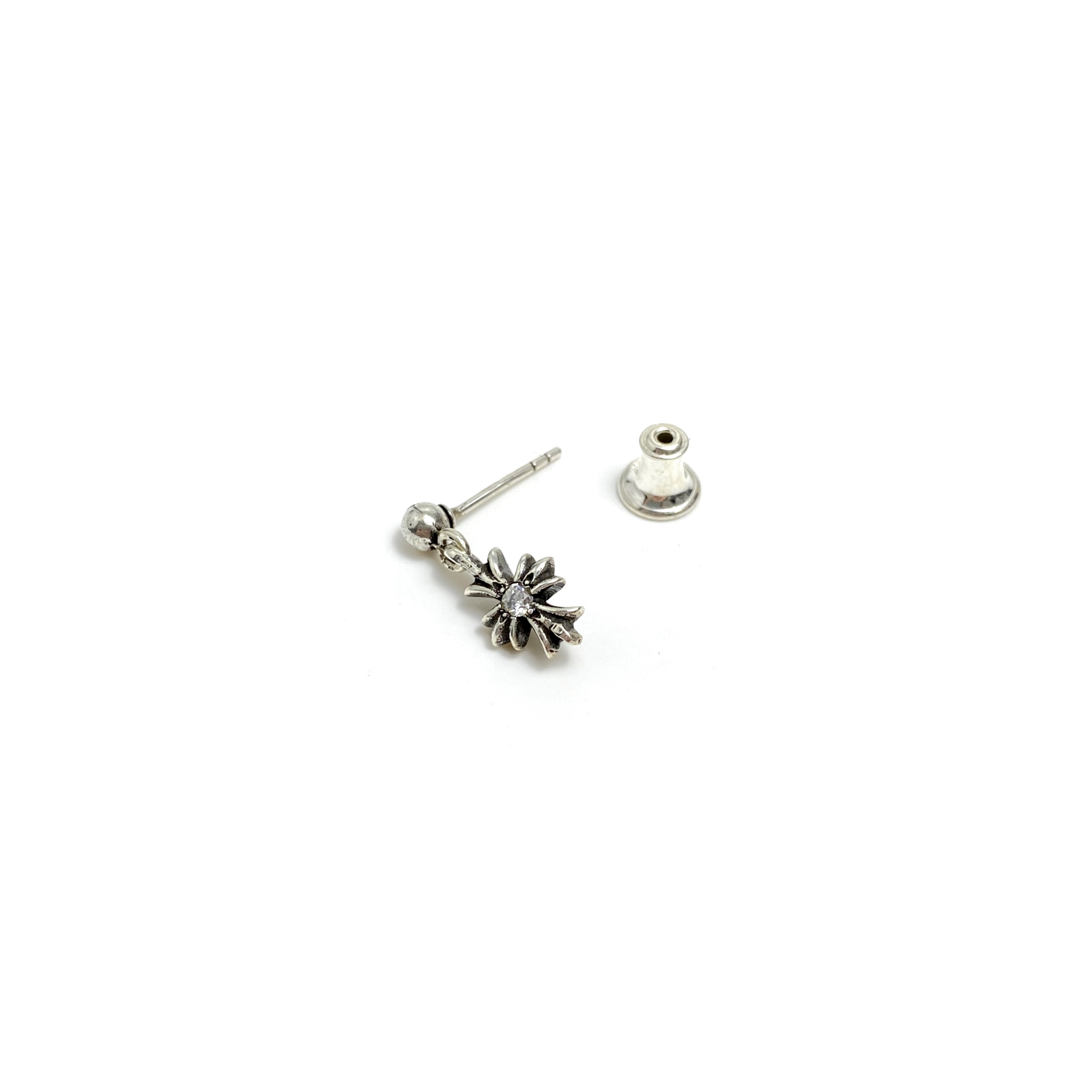 Chrome Hearts Solo Diamond Cross Earrings
