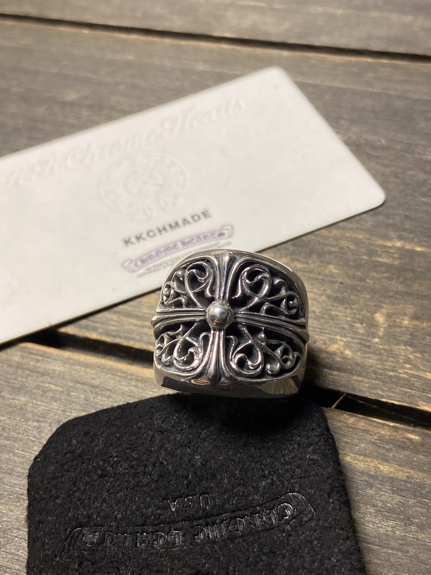 Oval cross vine ring, all sizes in stock.