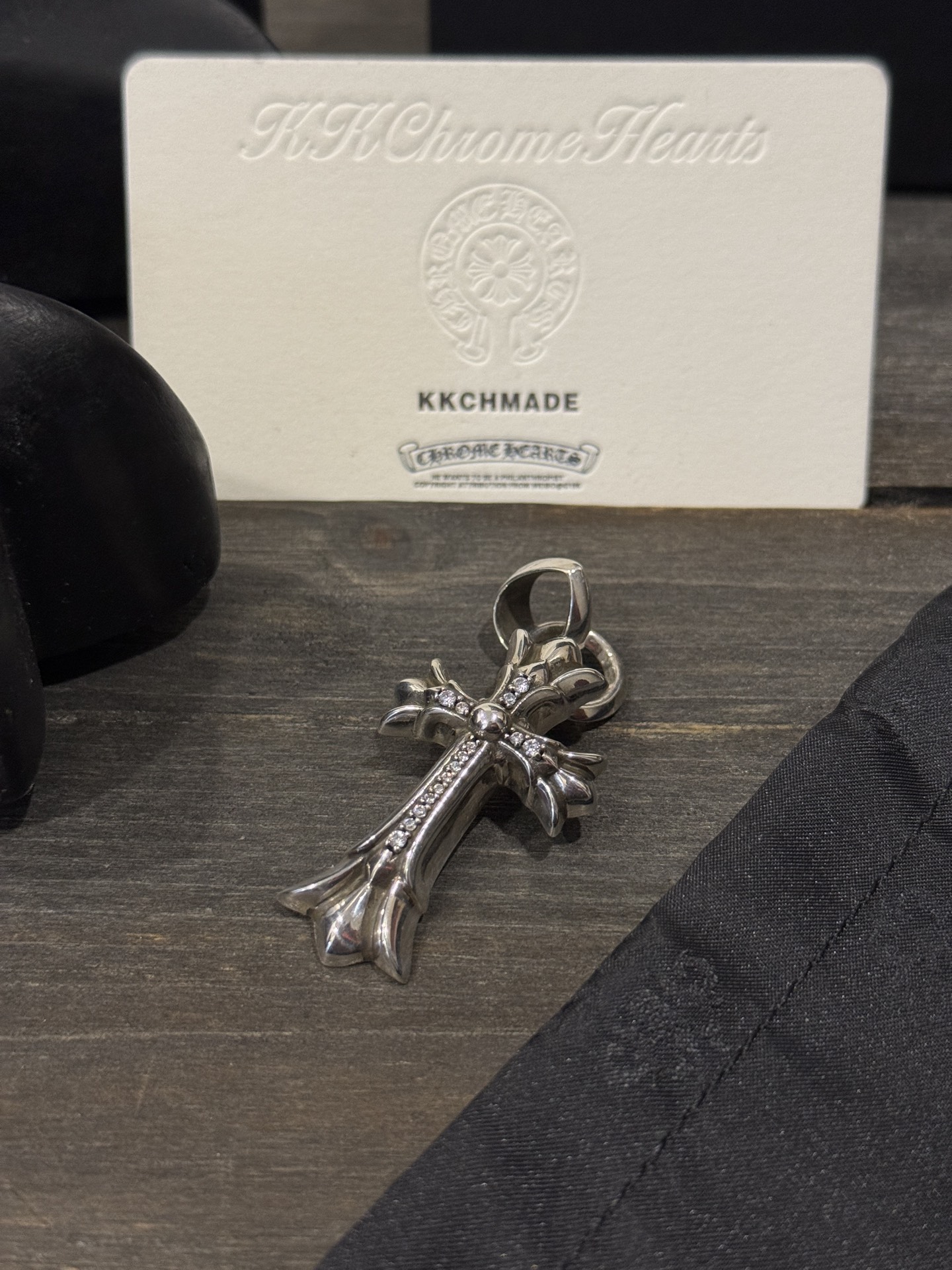 Customer order: Sterling silver, full diamond, double-layered cross pendant