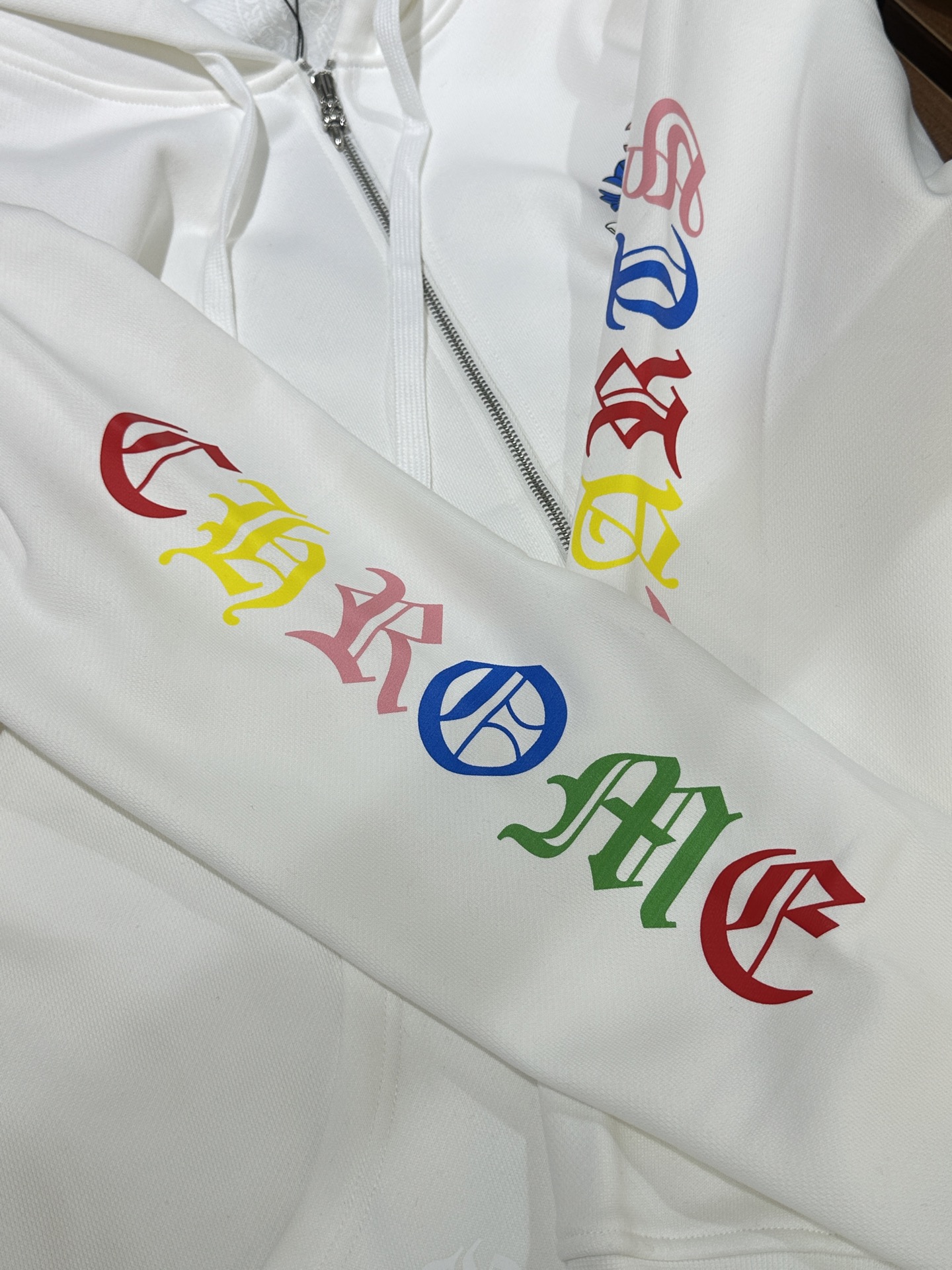 Chrome Hearts Colorful Cross White Zip-Up HoodieSize: S M L XL
