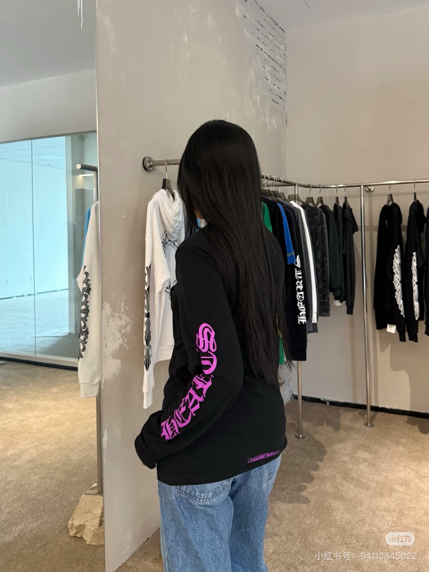 Chrome Hearts Black/Pink Floral Letter Long-Sleeve T-ShirtSizes: S M L XL XXL