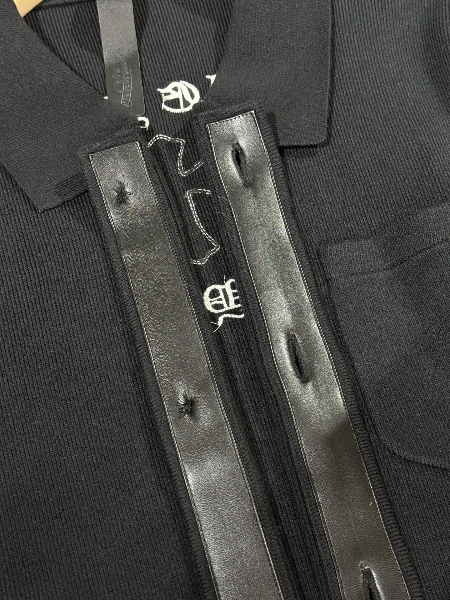 Chrome Hearts Black Cashmere Cardigan with Cross Applique and Sanskrit Embroidery; Oversized Silver Button CardiganSize: S M L