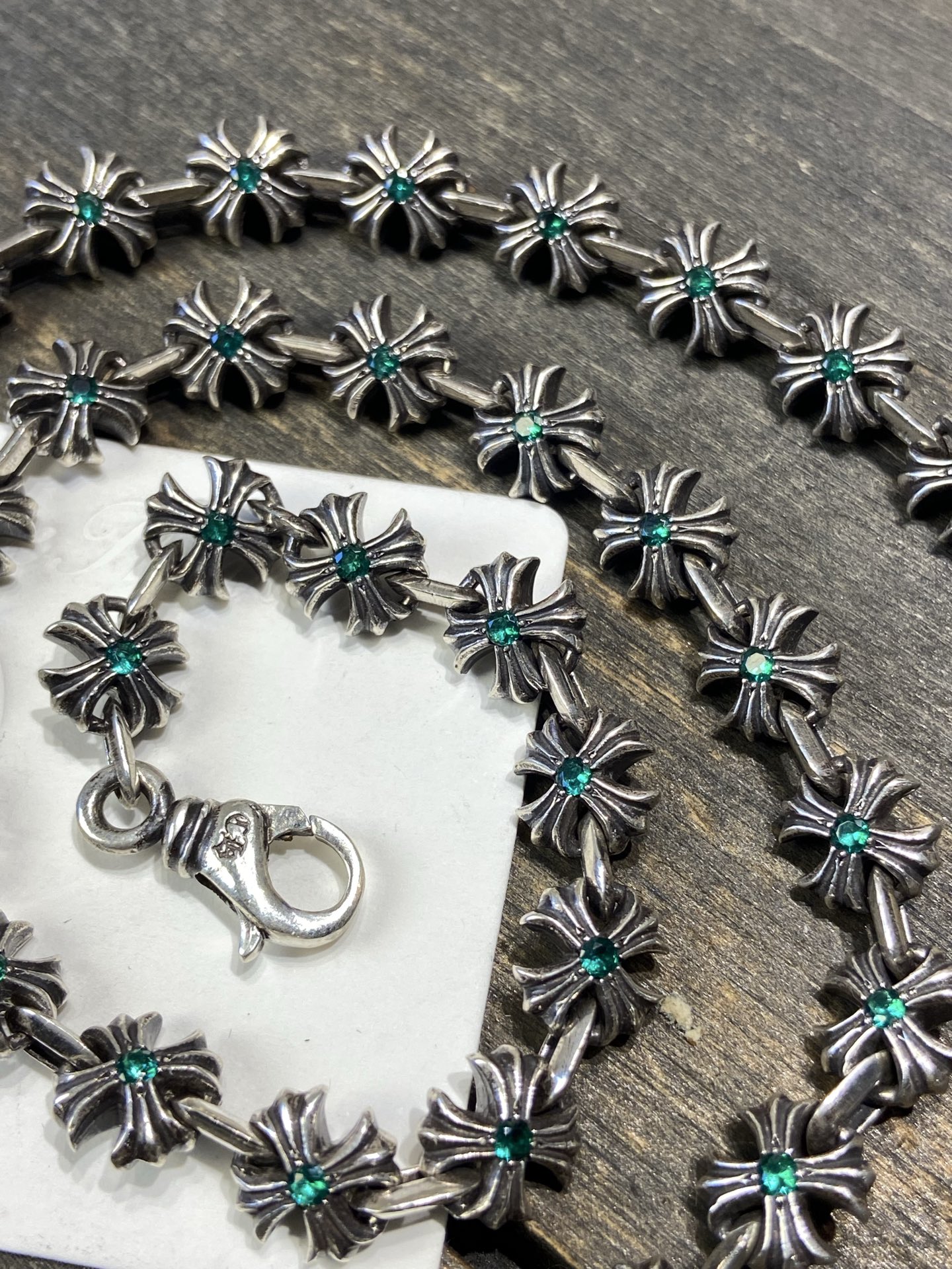 Custom-made CH PLUS Lobster Necklace with Green Diamond Inlay - Exclusive, Extremely Rare Item