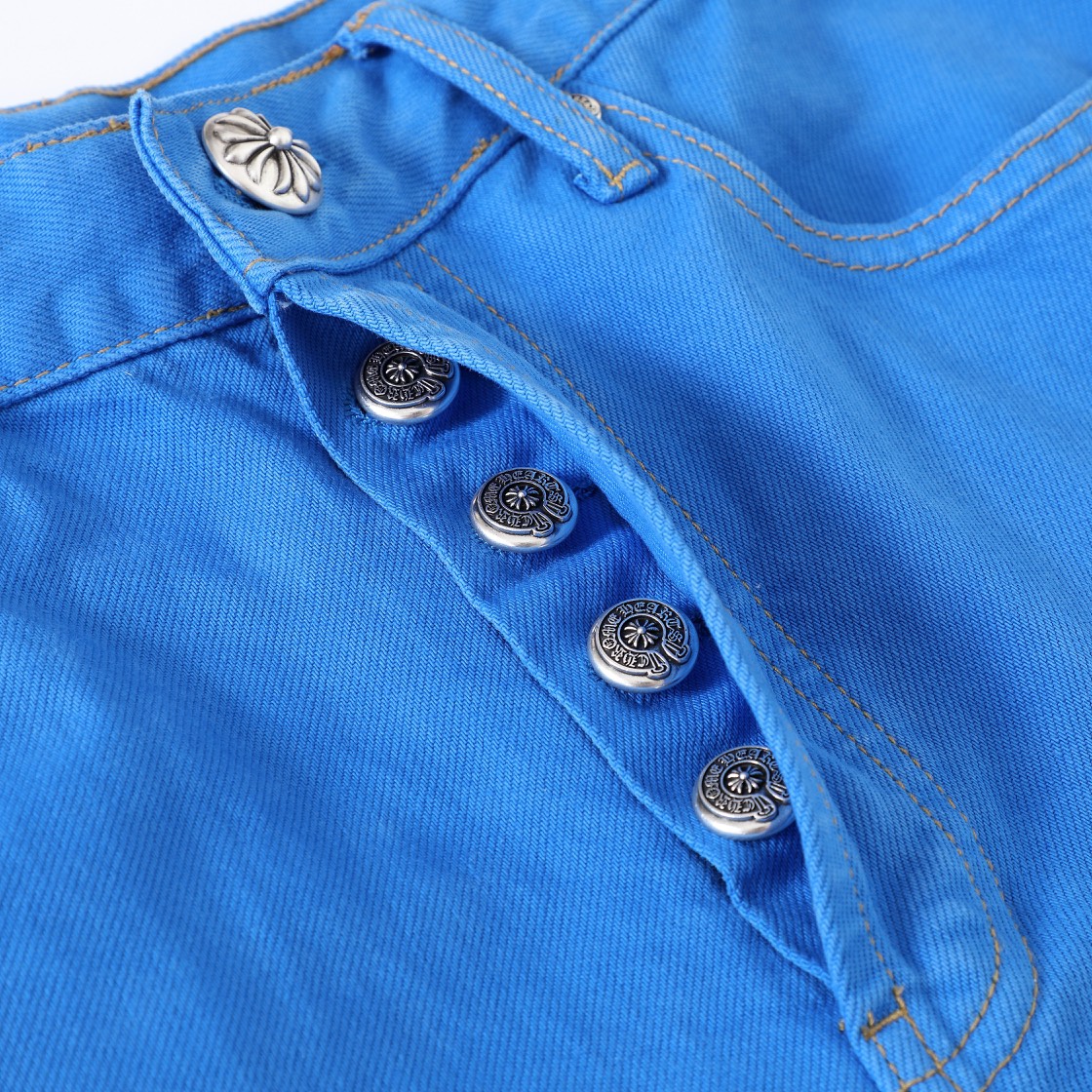 CH London Exclusive Blue City-Limited Jeans: These jeans are undeniably stylish and unique, their rarity speaks for itself. Made with a special original denim fabric, identical to Vintage 501, they undergo a special hand-finishing process and three w