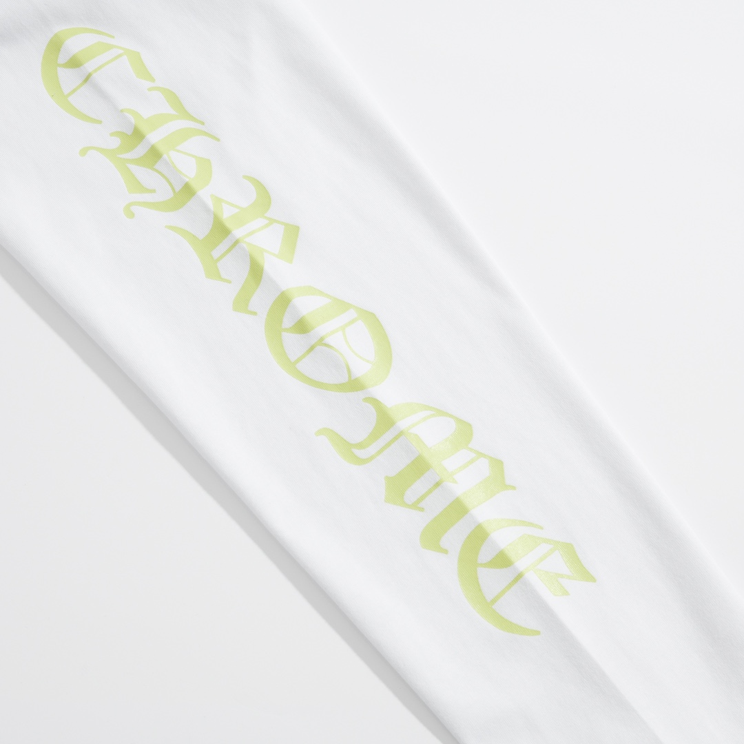CH Chrome Hearts Fluorescent Letter Sanskrit Long-Sleeve T-ShirtCustom-made comfortable cotton fabric, chest pocket design, fluorescent Sanskrit print on the collar and sleevesSizes S-XL