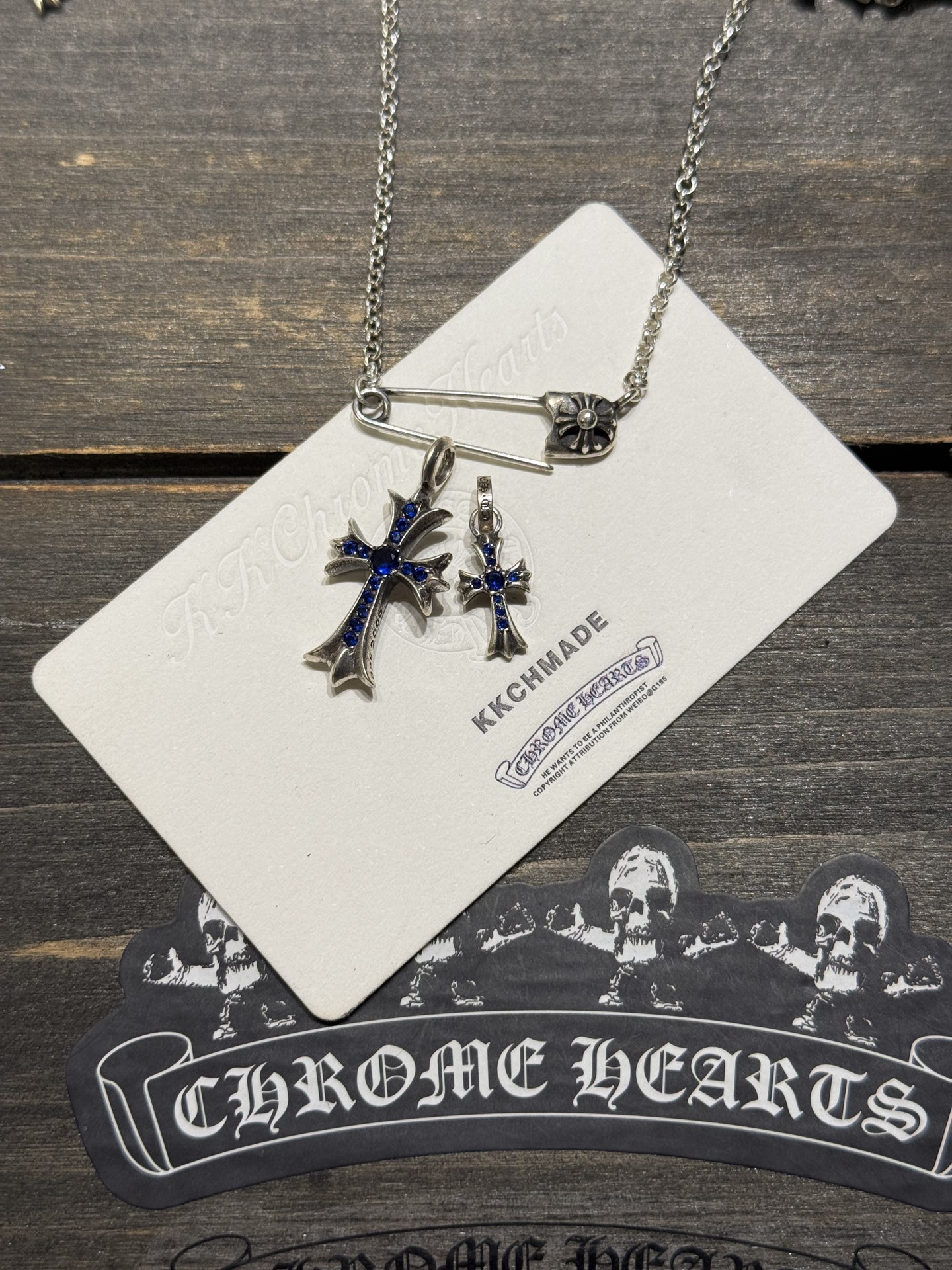 925 Sterling Silver, Blue Diamond Double Cross Inlay, Top-Tier Setting and Engraving Details – Outshines All Others on the Market, the Best in China, Bar None