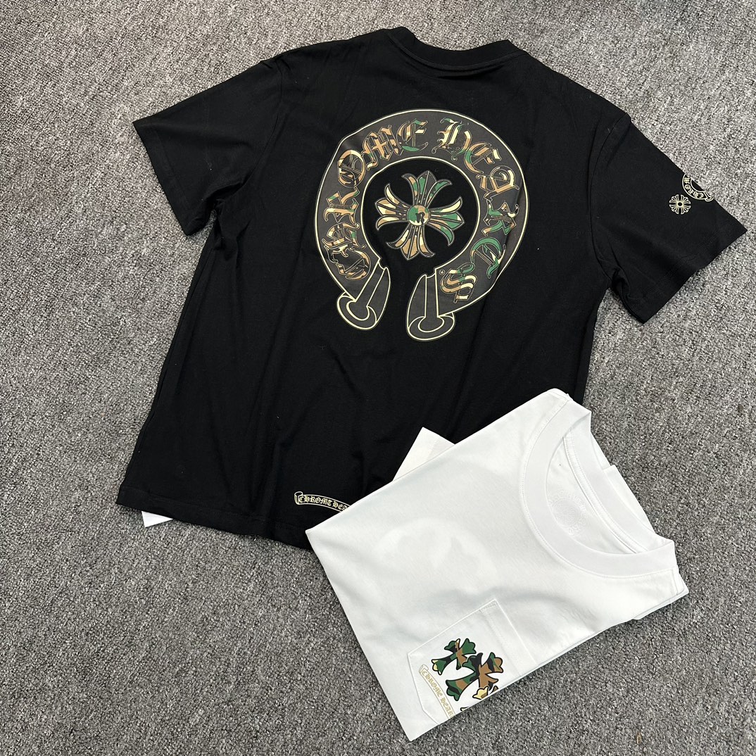 Chrome Hearts CH 23FW Camouflage Short-Sleeve T-ShirtFabric: 220g pure cotton, imported ink 3D printing, different from other versions on the market with incorrect color matching. Bulk stock available for immediate shipment.Sizes: S M L XL