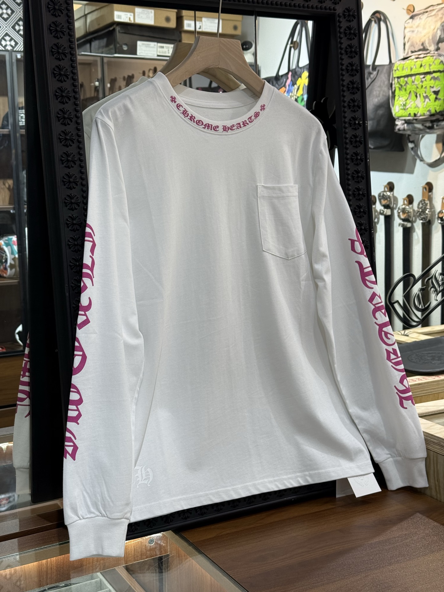 Chrome Hearts Long-Sleeve T-Shirt with Sanskrit Lettering on the Neckline and ArmsSizes: S M L XL XXL