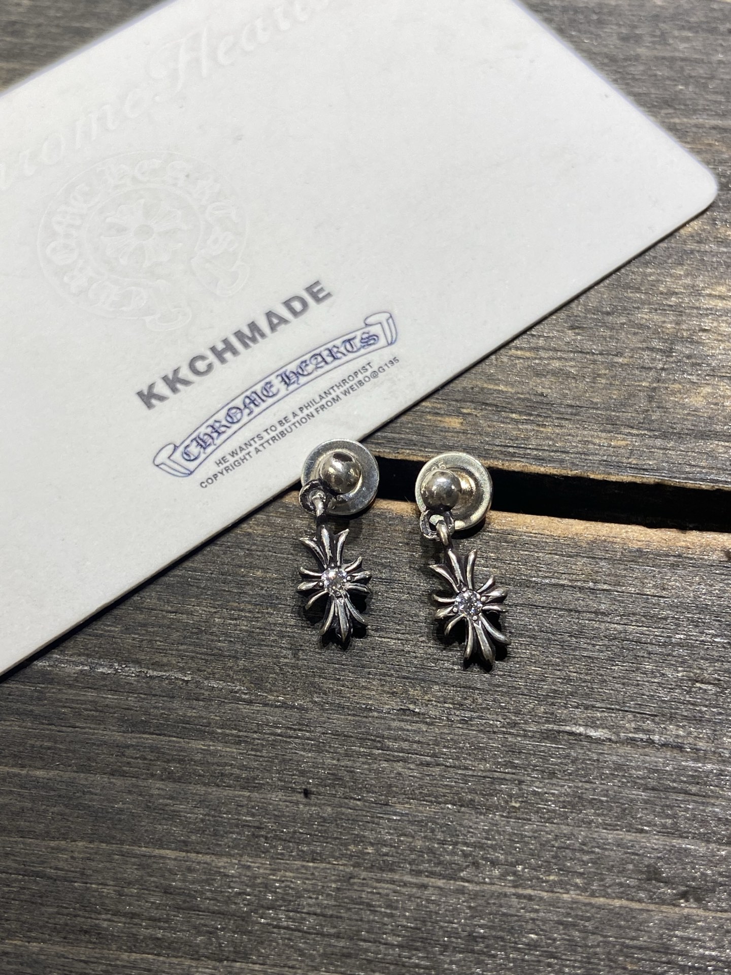 Customer order 🔝vvs single diamond cross gold needle stud earrings