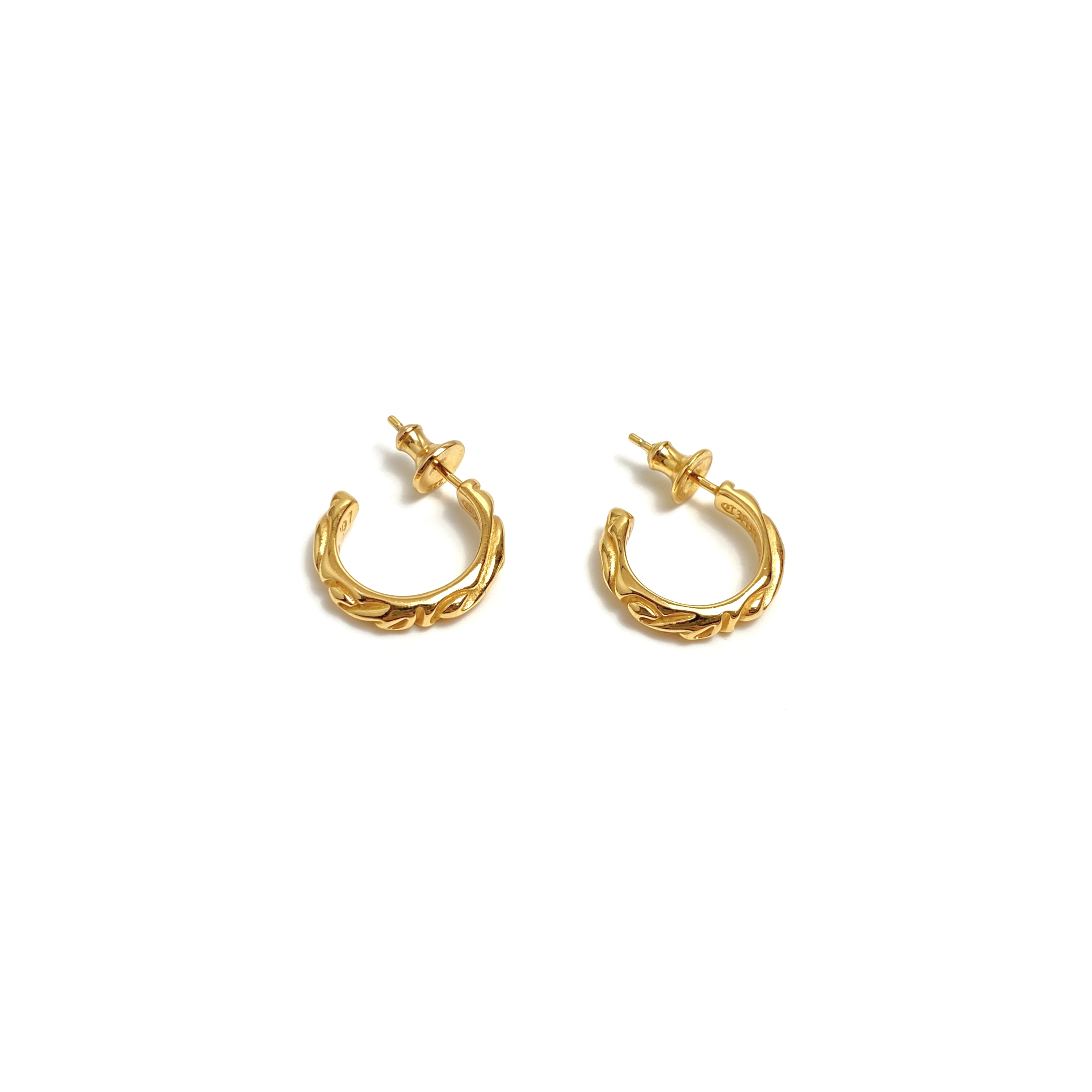 Chrome Hearts Gold-Plated Vine Half-Hoop Earrings