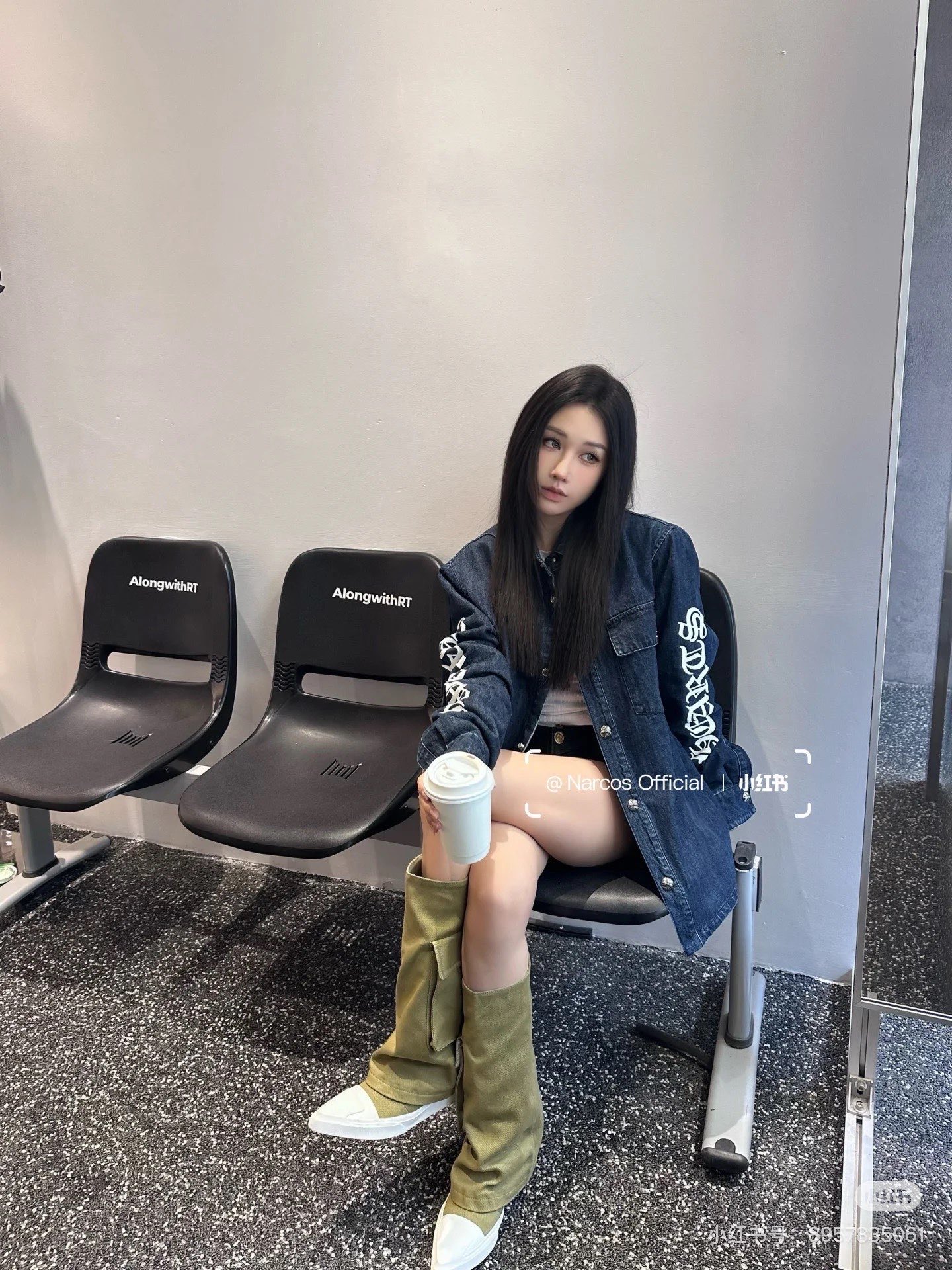 Chrome Hearts logo on the arm with Sanskrit lettering; large silver scroll and cross design on the chest; blue denim jacket. Sizes: S, M, L.