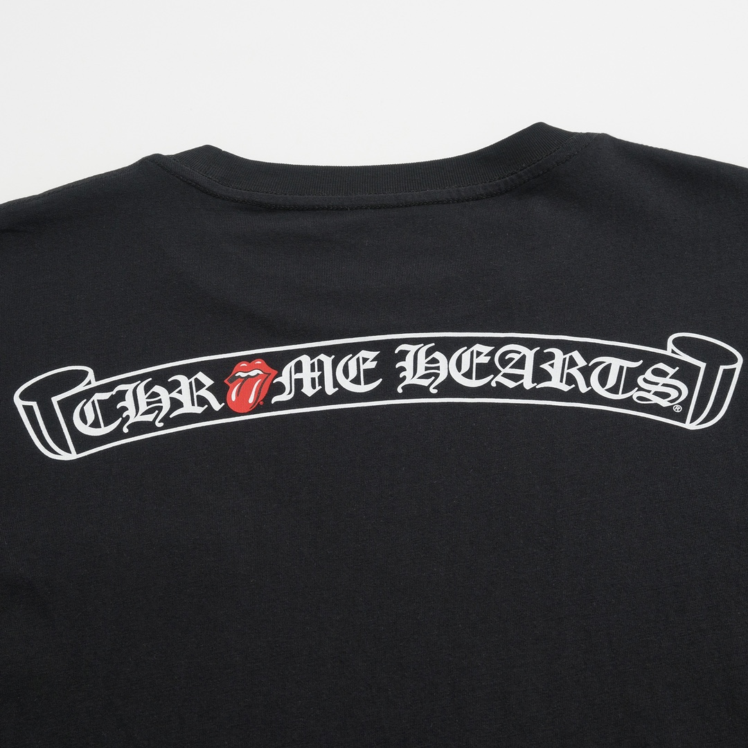 CH Chrome Hearts Las Vegas Limited Edition Rolling Stones T-ShirtMaterial: 200g 21S fine cotton plain weave. Printing involves nearly ten film prints, all using imported materials and produced on an oval machine to ensure stability. Custom silver la