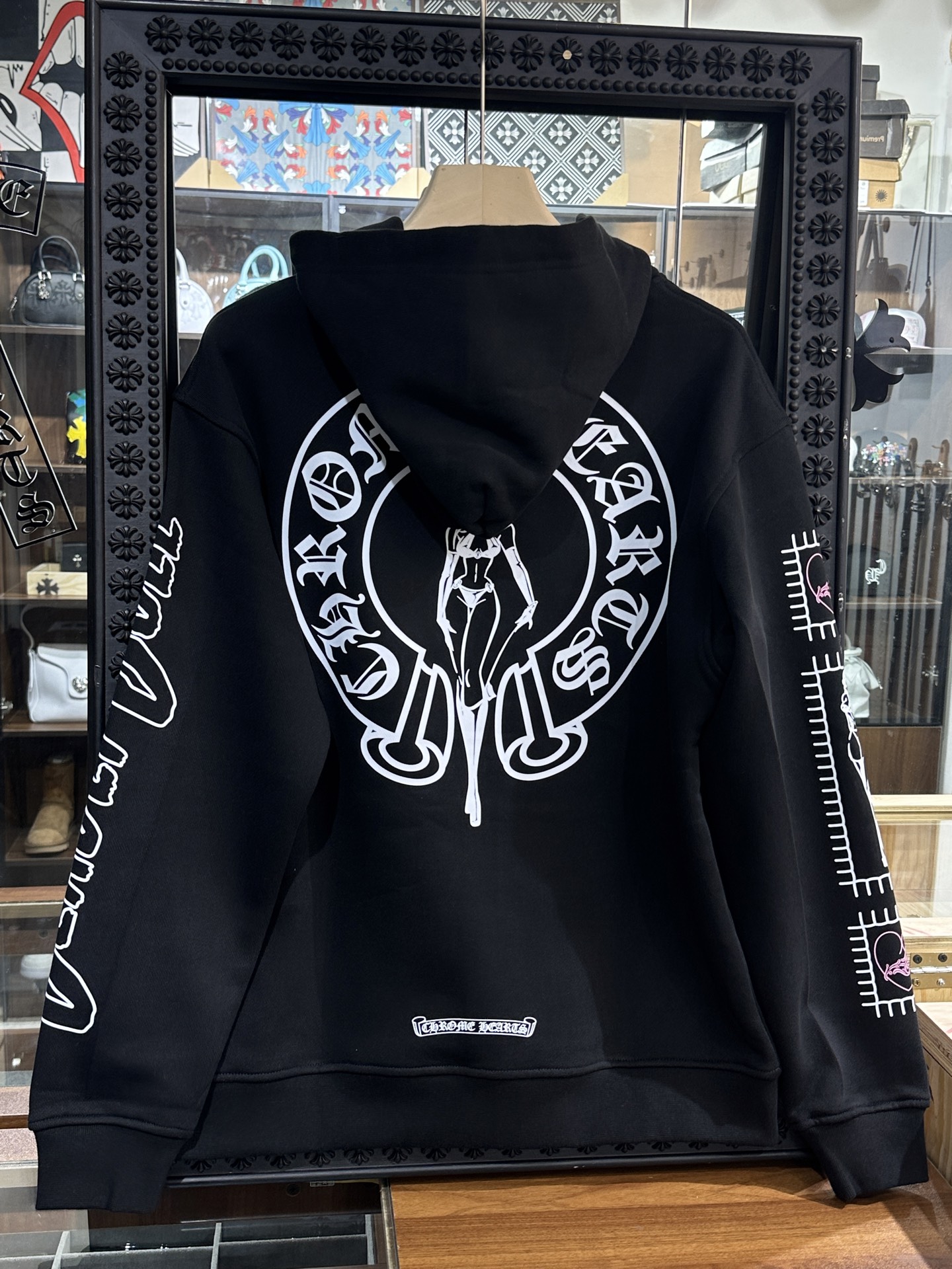 Chrome Hearts x Deadly Doll Latest Collaboration: Graffiti Horseshoe Zipper HoodieSize: S M L XL