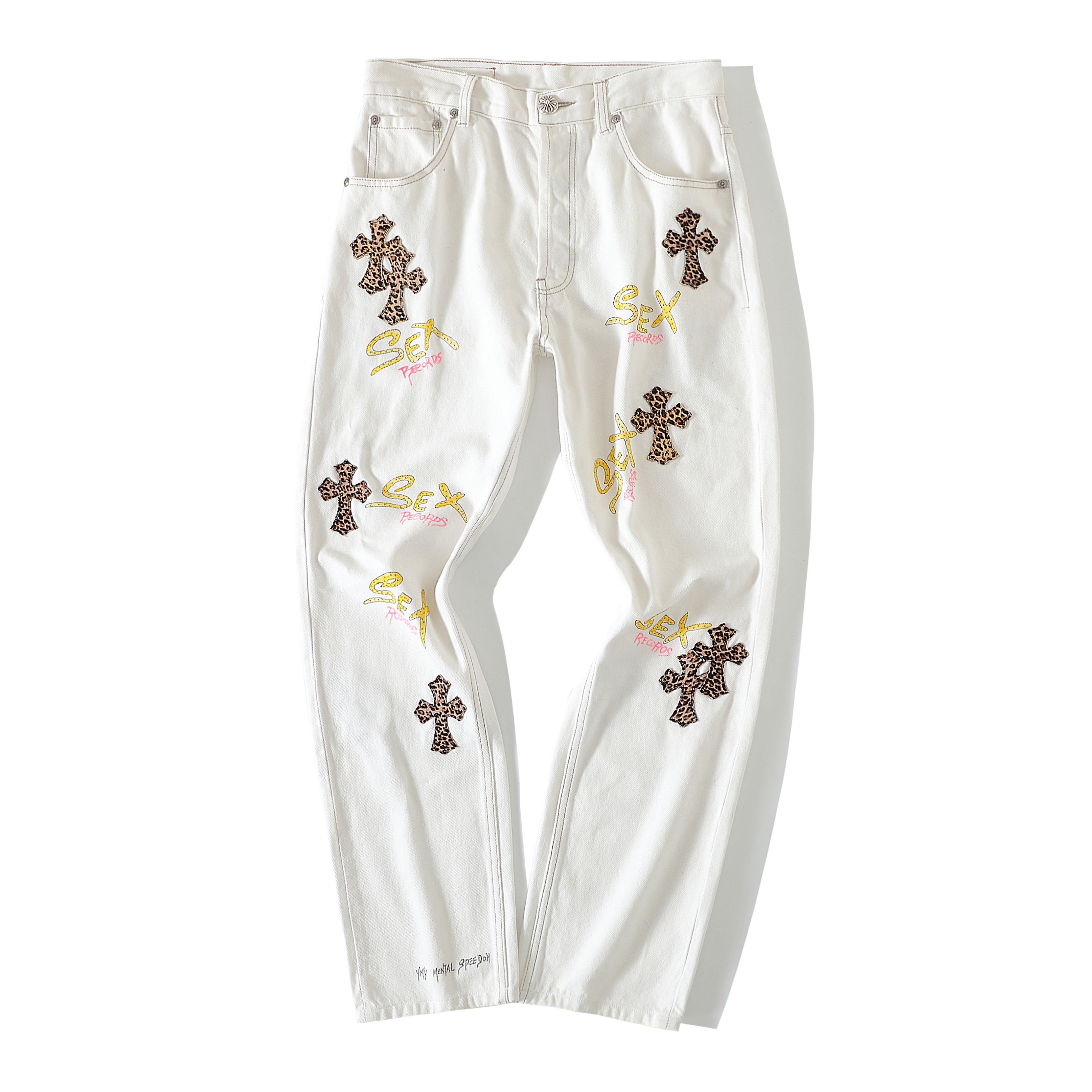 CH Chrome Hearts Leopard Print Cross Hand-Painted Graffiti Limited Edition JeansWe've released men's and women's versions of this jeans, as they look great on women too!As everyone knows, hand-painted signatures are limited editions and extremely