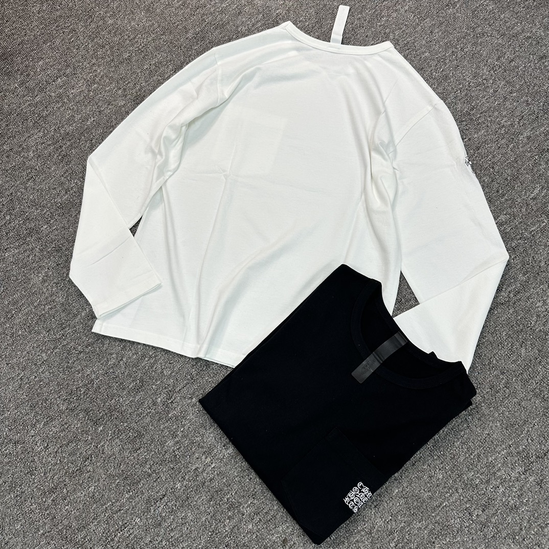 Chrome Hearts Sanskrit Embroidered Logo Long-Sleeve ShirtFabric: Custom-woven and dyed 40% twill 230g pure cotton single-sided reactive fabric, sheepskin logo label, bound collar, full embroidery. Bulk stock available. Unisex.Sizes: S, M, L, XL