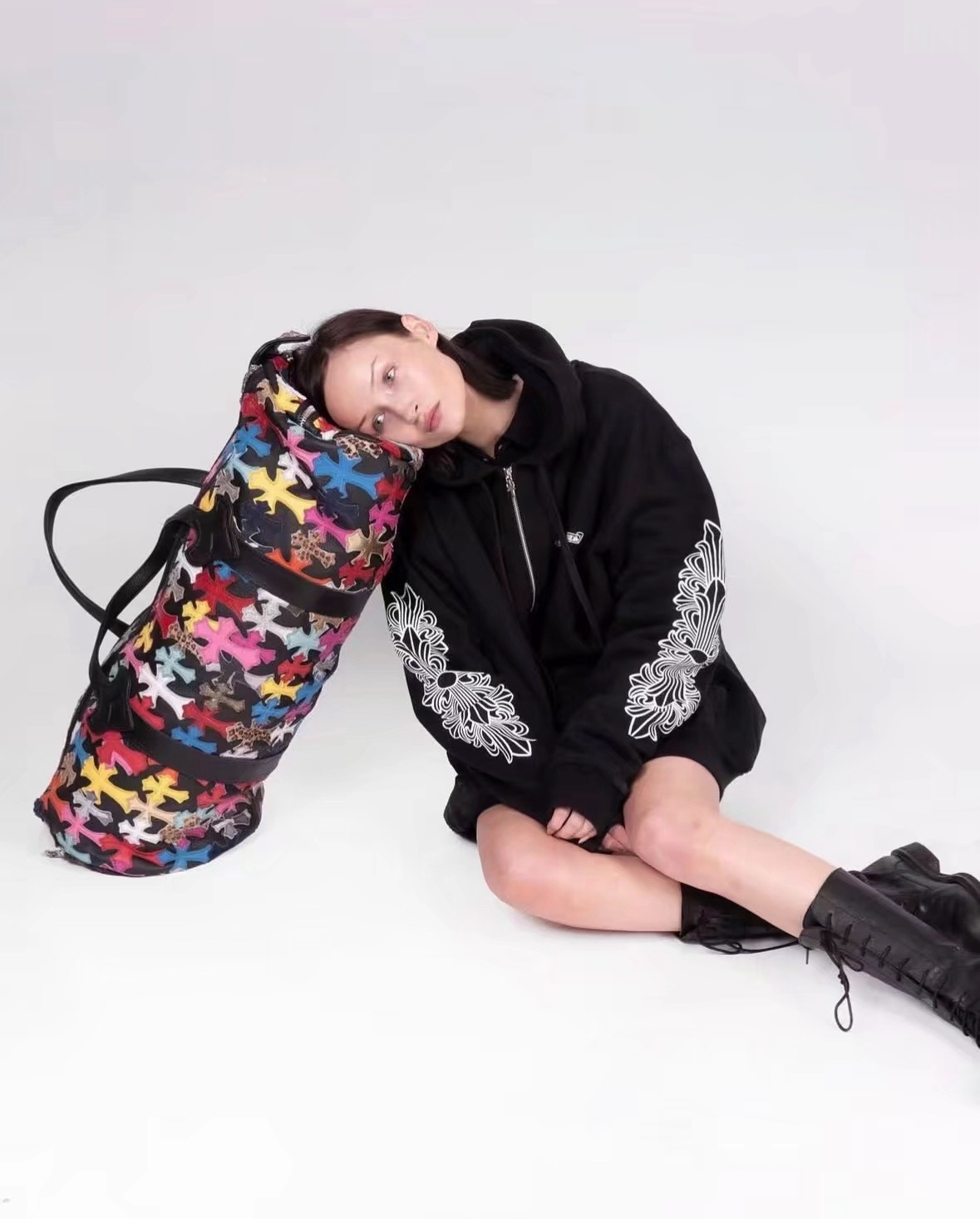 Chrome Hearts Aspen Limited Edition Graffiti Scroll Floral Sleeve Zipper HoodieSize: S M L XL