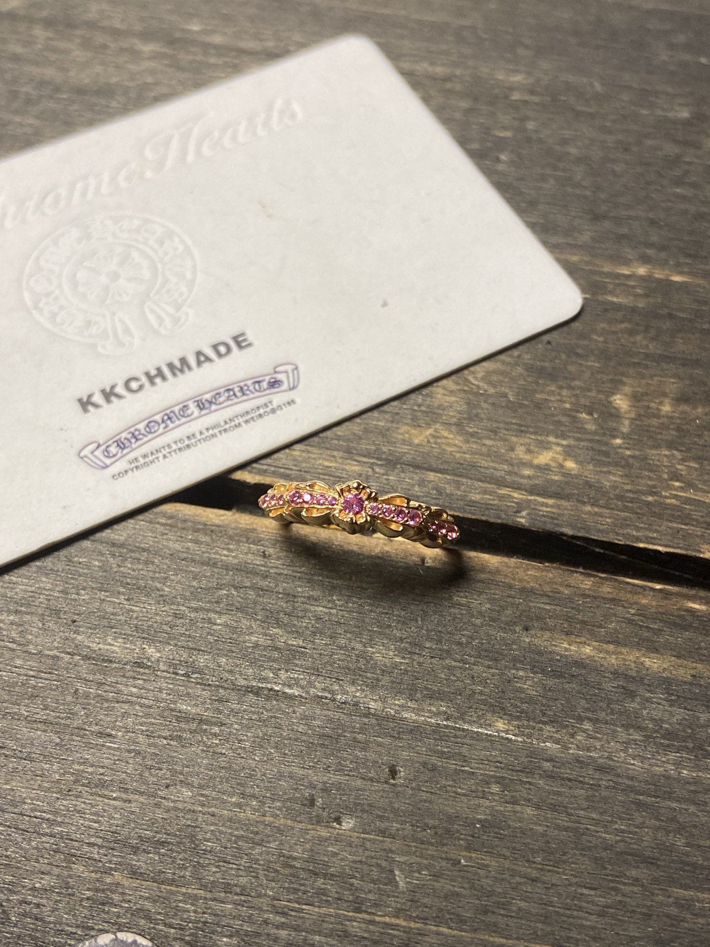 Custom-made for clients: 22k gold pink diamond narrow open cross flower design