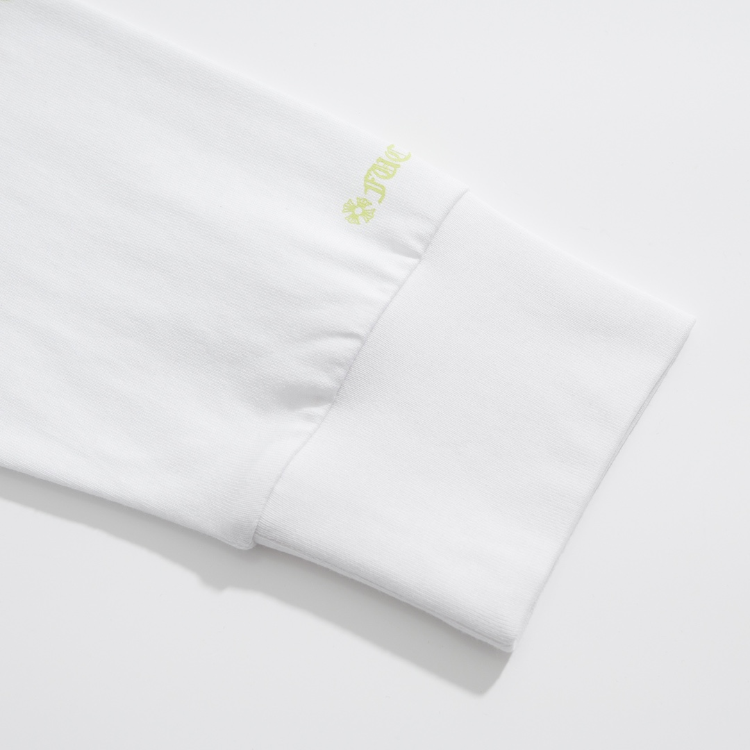 CH Chrome Hearts Fluorescent Letter Sanskrit Long-Sleeve T-ShirtCustom-made comfortable cotton fabric, chest pocket design, fluorescent Sanskrit print on the collar and sleevesSizes S-XL