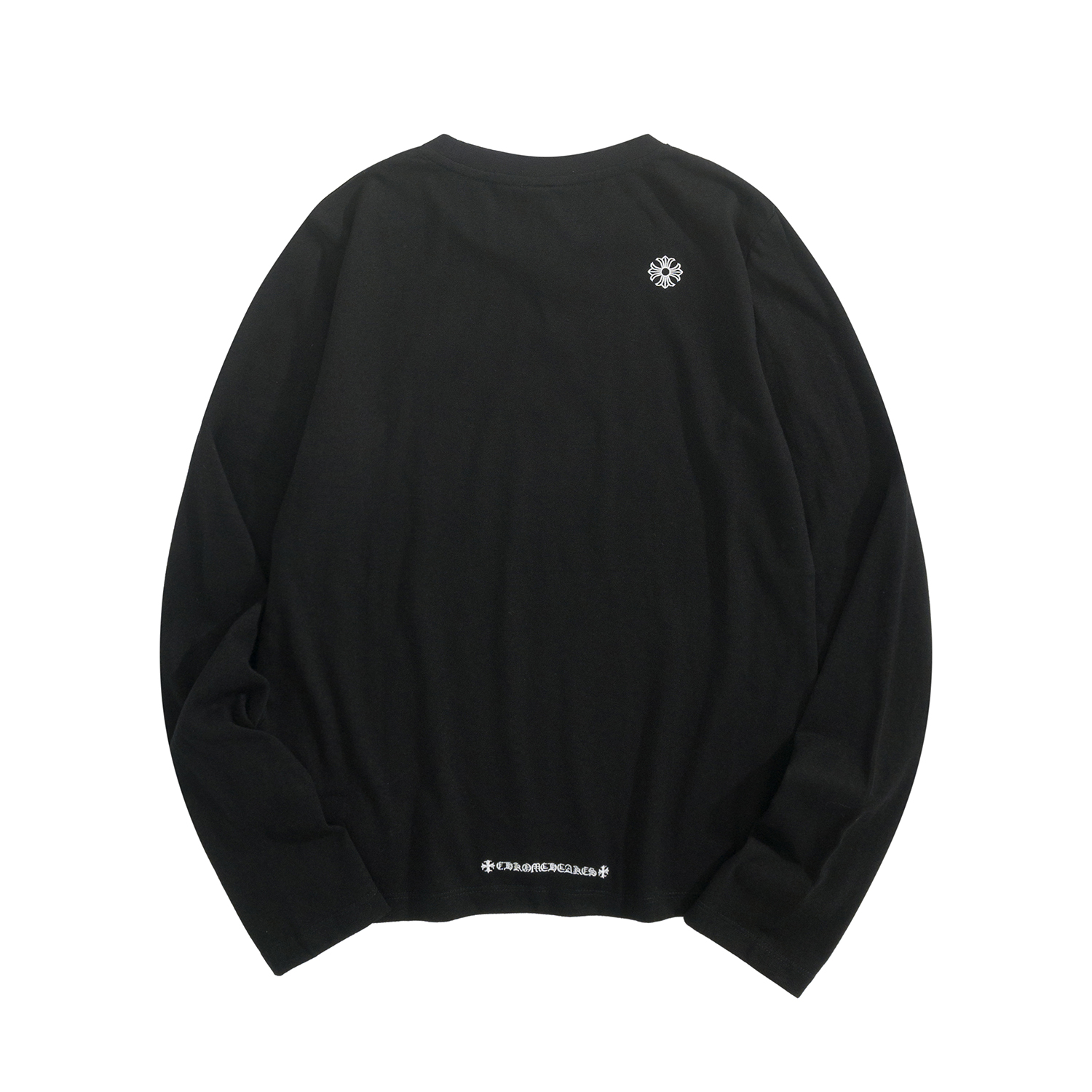 CH Chrome Hearts Sword Embroidered Long-Sleeve Base Layer T-Shirt, Women'sCustom-dyed fabric, cowhide collar label, sword embroidery on the chest, Sanskrit embroidery and cross embroidery on the backSizes S, M, L