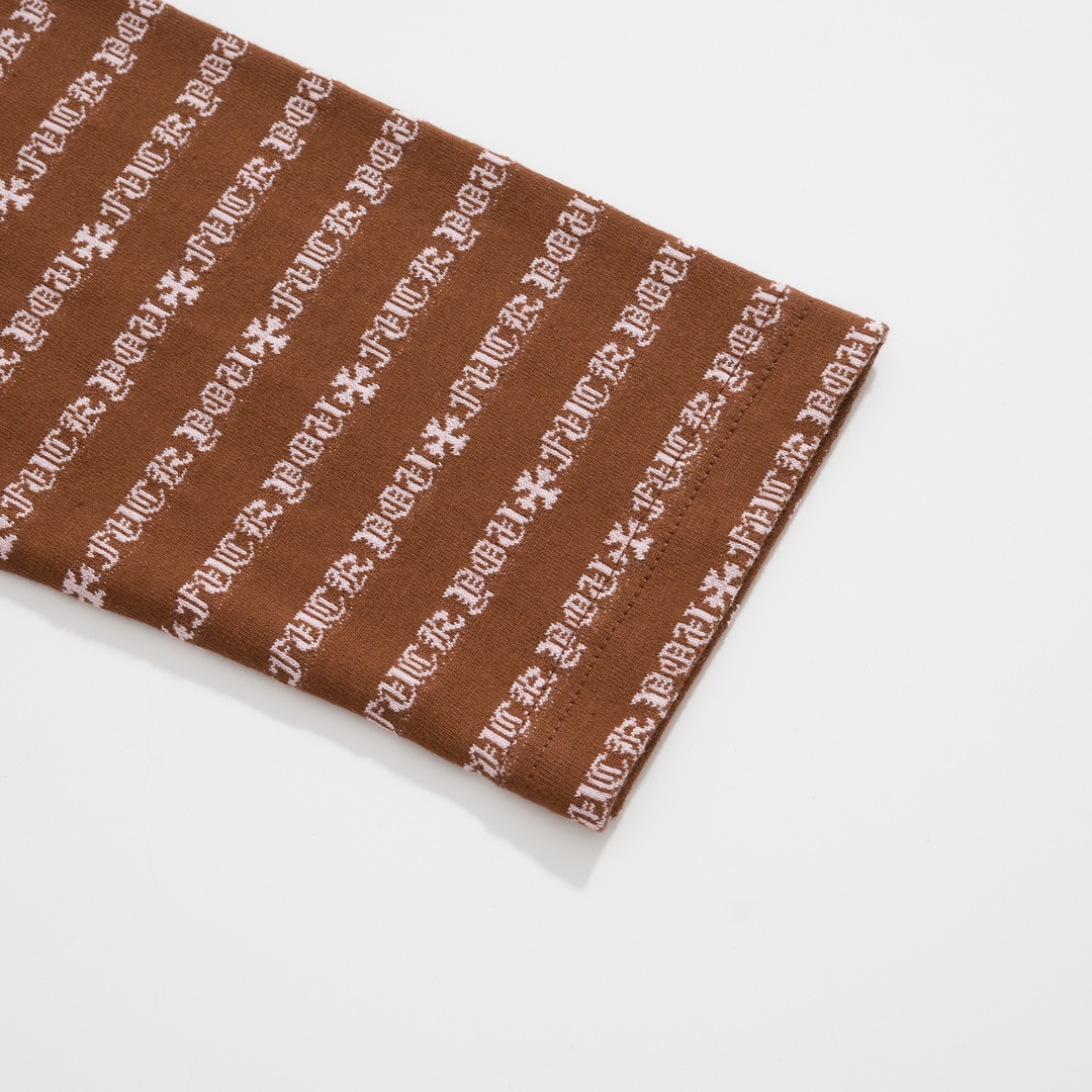 New Arrival: Chrome Hearts C2023FW CH Jacquard Striped Polo Long-Sleeve T-Shirt. Custom-dyed jacquard cross fabric, four colors available. Custom buttons on the neckline, embroidered chest, custom-dyed ribbed fabric. Sizes: S-L. Unisex.