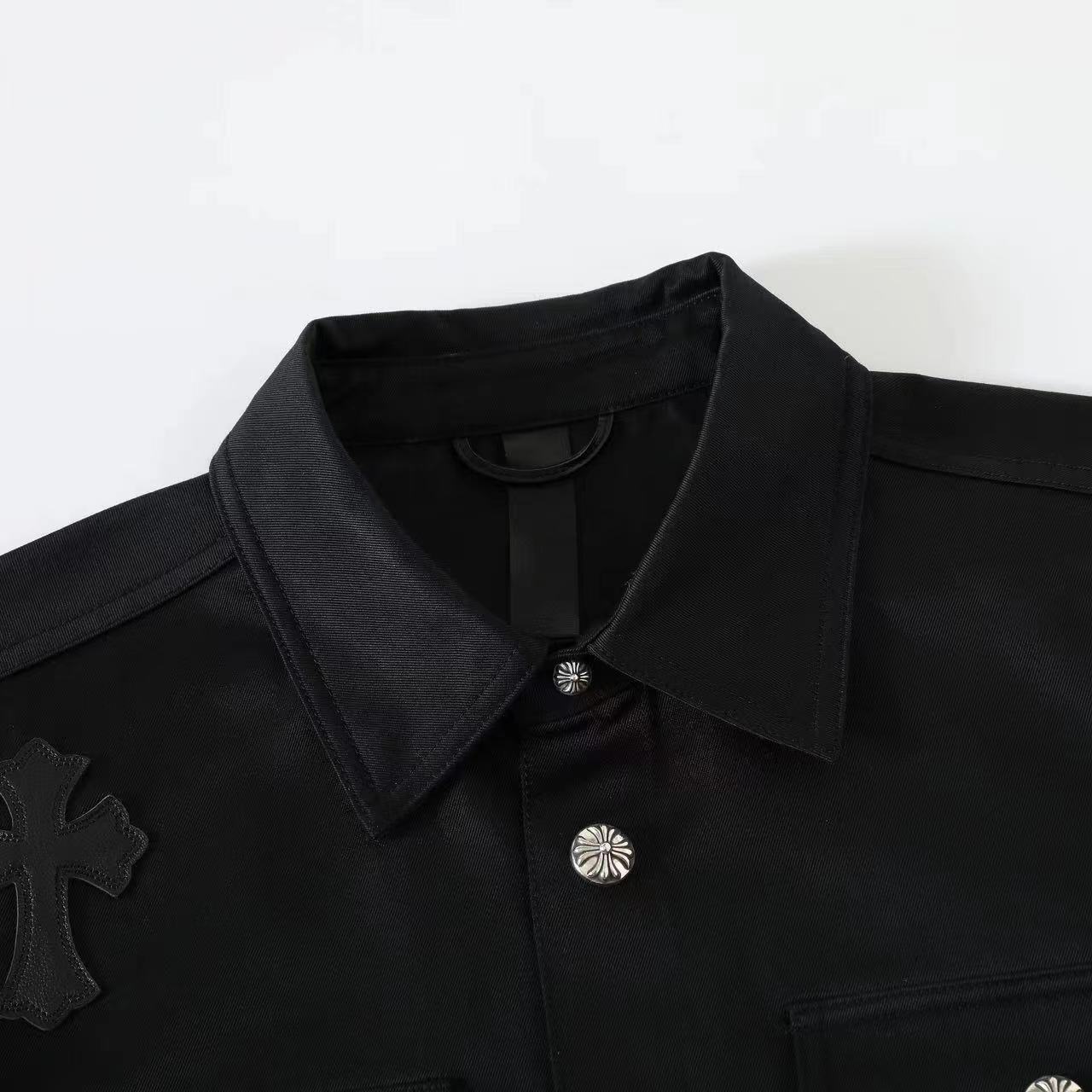 CH Leopard Print Cross Black Patchwork Shirt Jacket